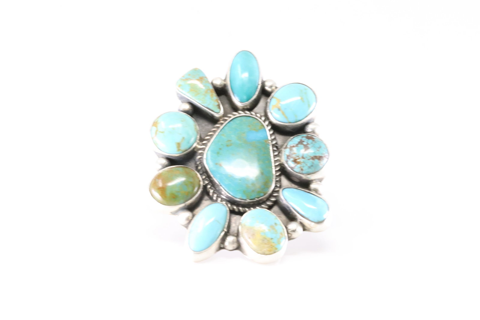 Native America Navajo Sterling Silver Turquoise Ring By G James.: This is a Native America Navajo Sterling Silver Turquoise Ring By G James. Stamp G James. Ring Size: 7.75.