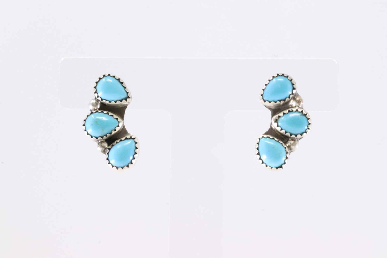 Native America Navajo Sterling Silver Turquoise Post Earring's By B. (1 of 4)