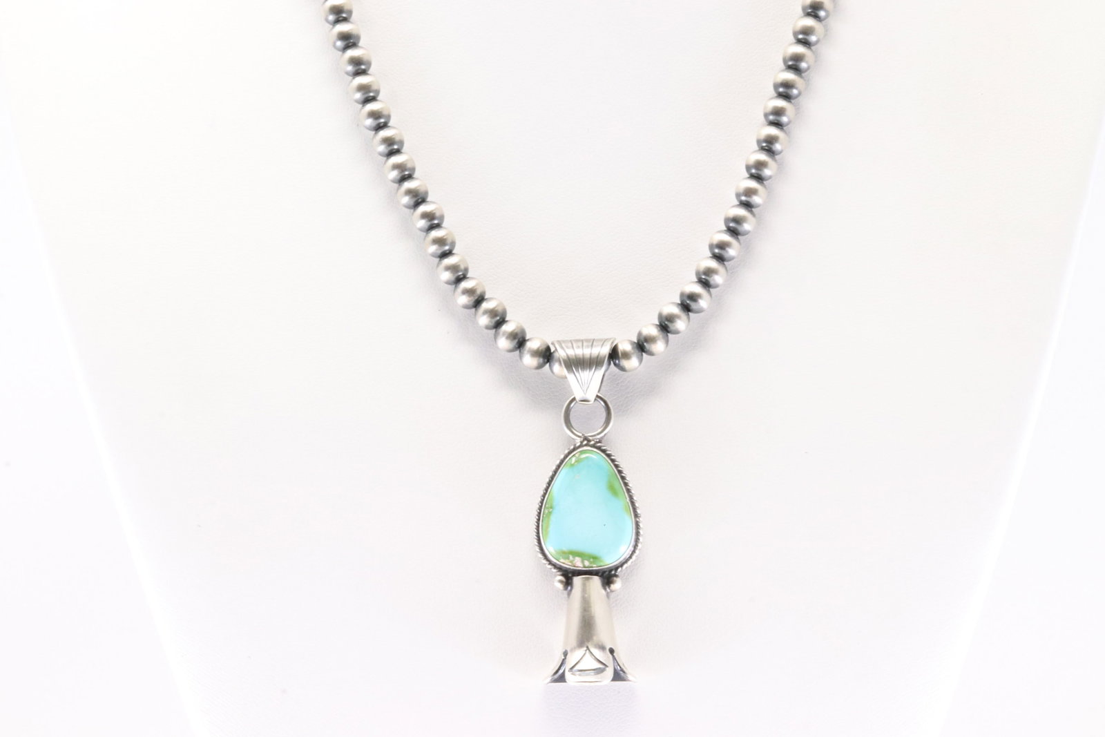 Native America Navajo Sterling Silver Sonora Gold Turquoise Blossom Pendant By Sharon McCarthy. With (1 of 4)