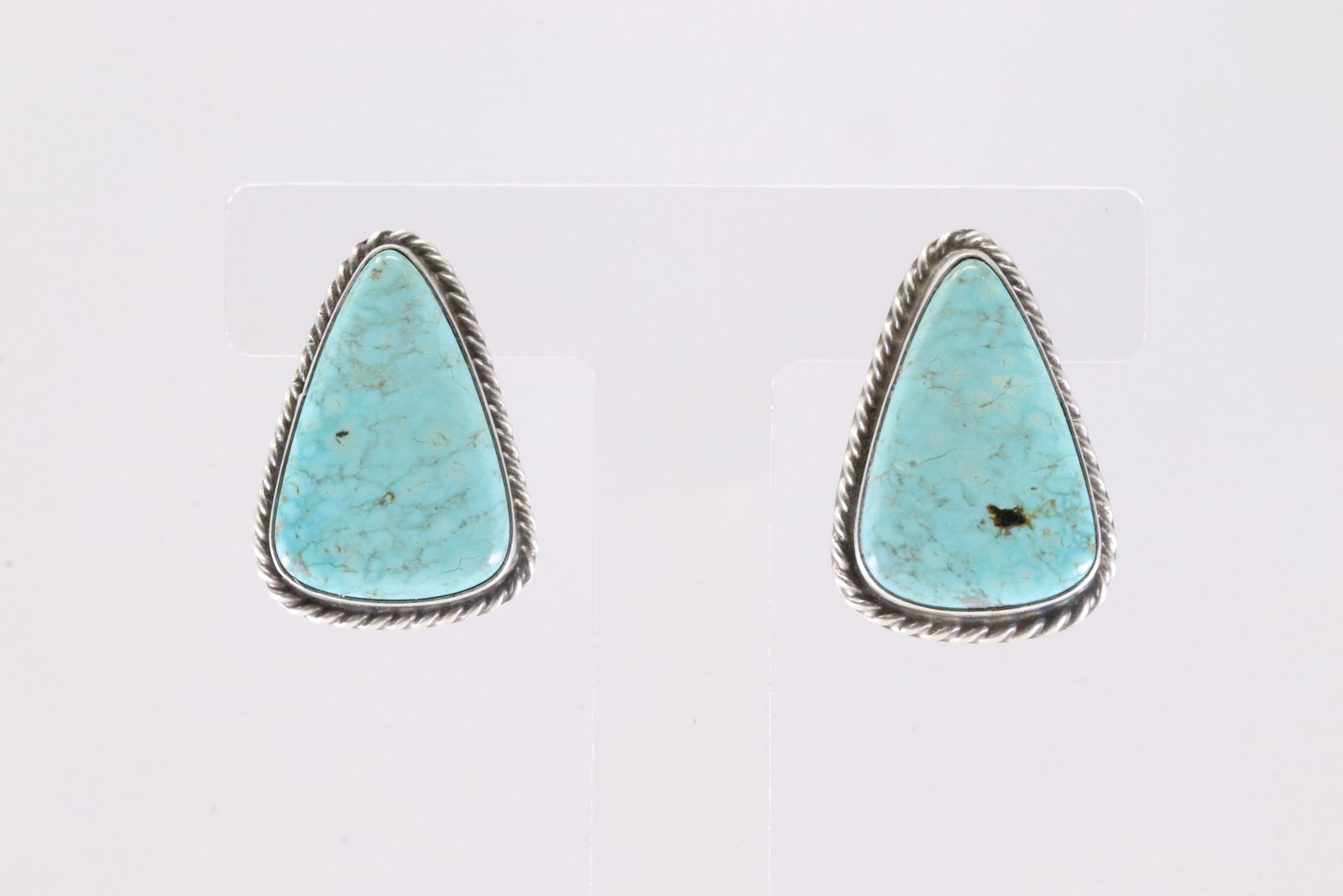 Native American Navajo Sterling Silver Turquoise Post Earring's By C.Belone.: This is a Native American Navajo Sterling Silver Turquoise Post Earring's By C.Belone.