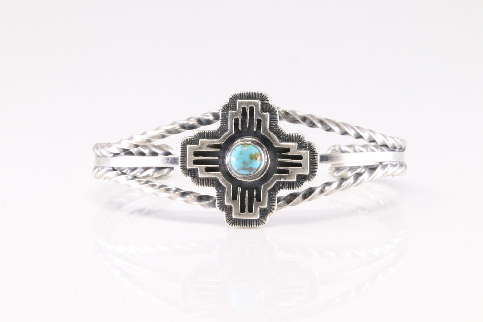Native America Navajo Sterling Silver Turquoise Cross Bracelet Cuff By Darell Morgan.: This is a Native America Navajo Sterling Silver Turquoise Cross Bracelet Cuff By Darell Morgan.