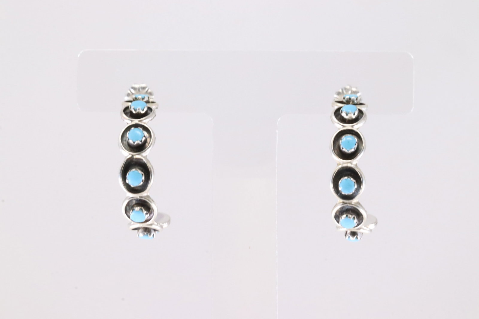 America Sterling Silver Turquoise Hoop Earring's.: This is a America Sterling Silver Turquoise Hoop Earring's.
