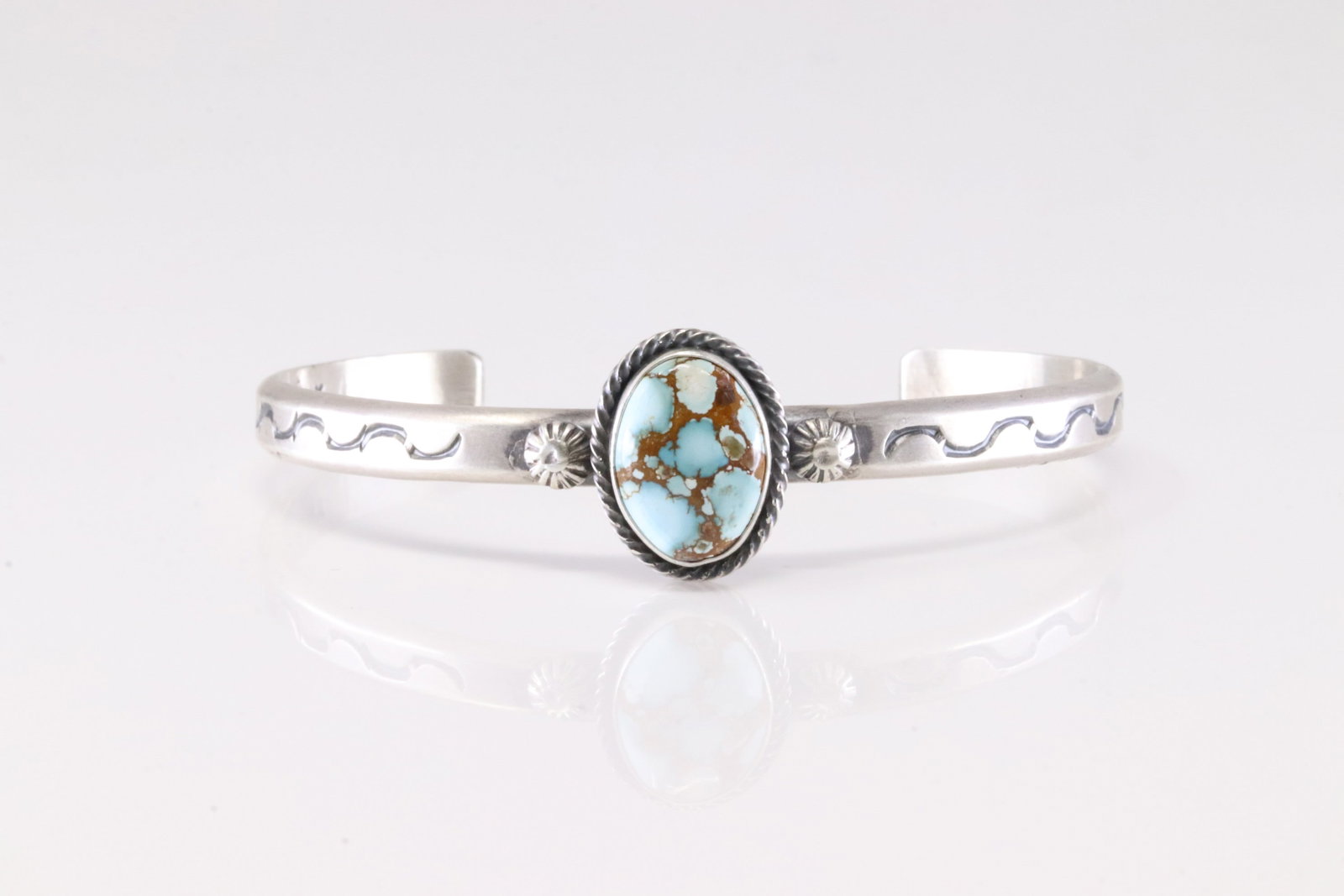 Native America Navajo Sterling Silver Golden Hill Turquoise Bracelet Cuff By Sam Yellowhair.: This is a Native America Navajo Sterling Silver Golden Hill Turquoise Bracelet Cuff By Sam Yellowhair.