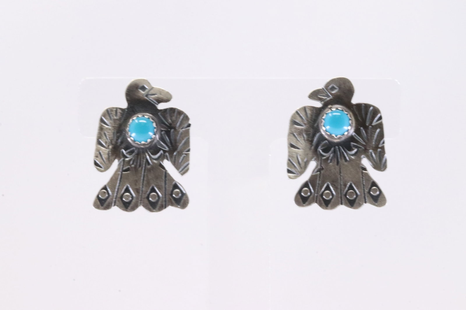Native America Sterling Silver Turquoise Thunderbird Post Earring's.: This is a Native America Sterling Silver Turquoise Thunderbird Post Earring's.