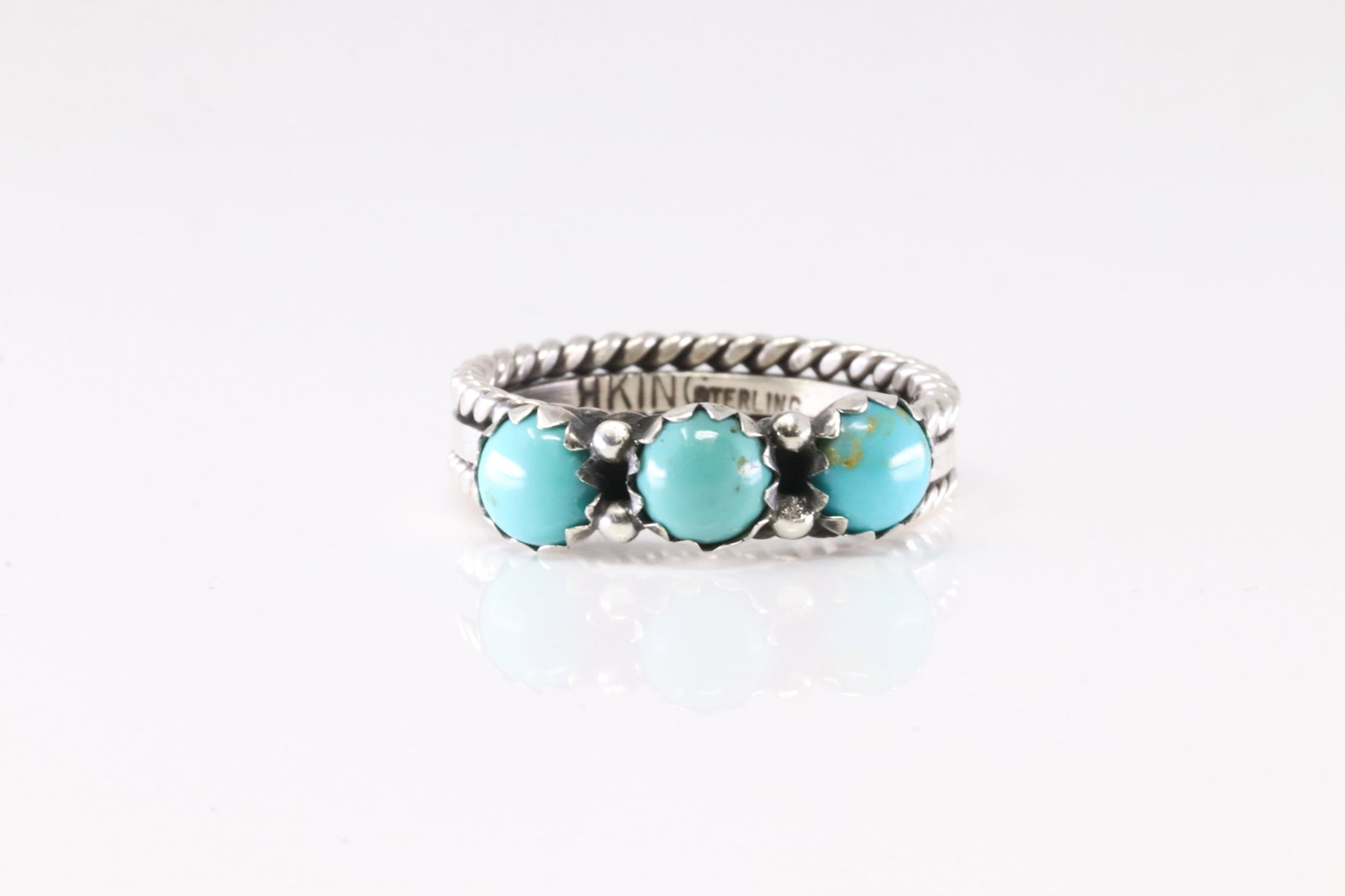 Native America Navajo Sterling Silver Turquoise Ring By R.King. (1 of 4)