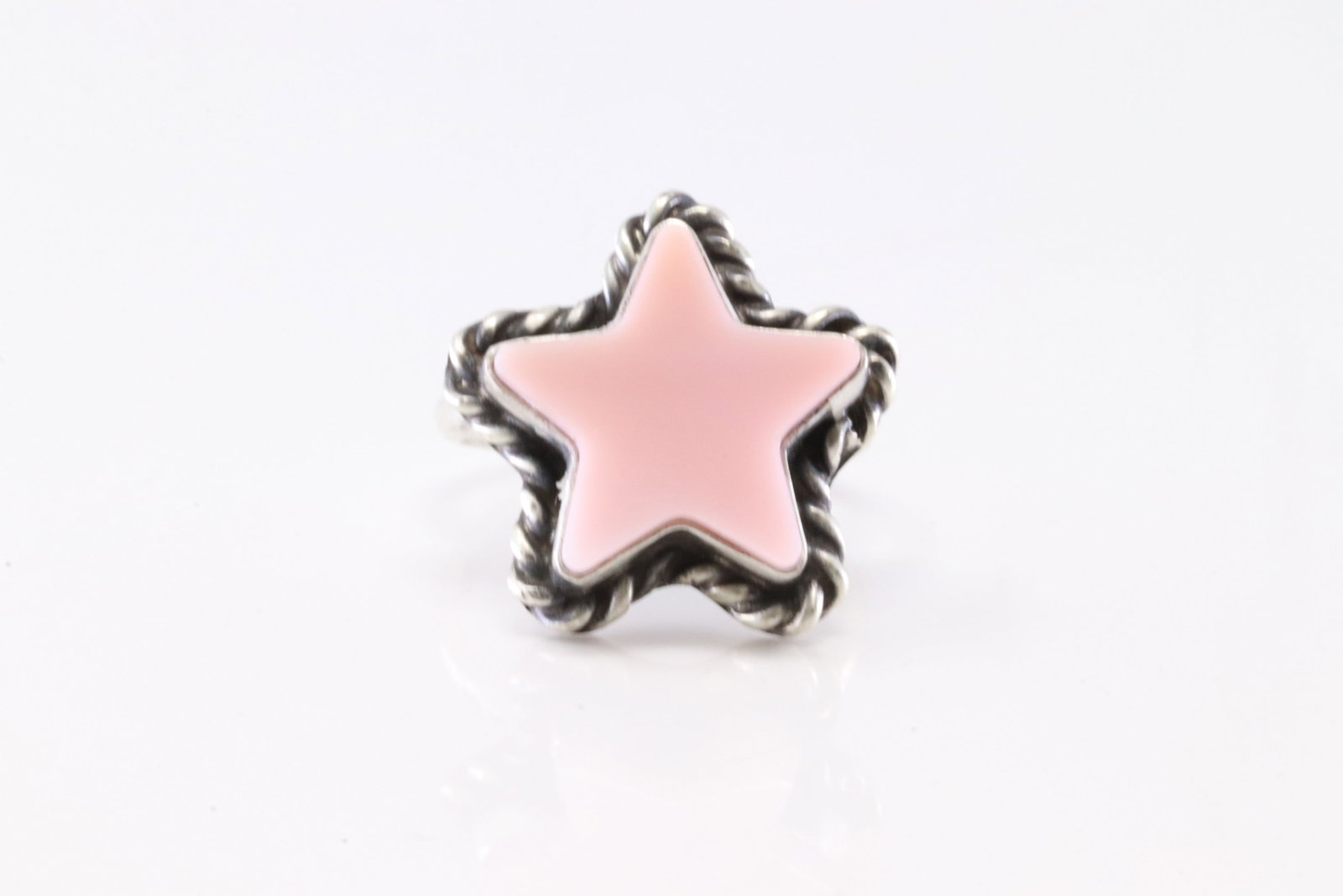 Native America Navajo Sterling Silver Pink Conch Shell Star Ring By Dixon. (1 of 4)