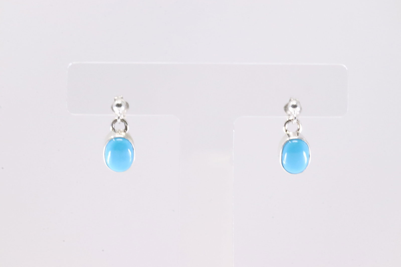Native America Navajo Sterling Silver Turquoise Post / Dangling Earring's By T.: This is a Native America Navajo Sterling Silver Turquoise Post / Dangling Earring's By T.