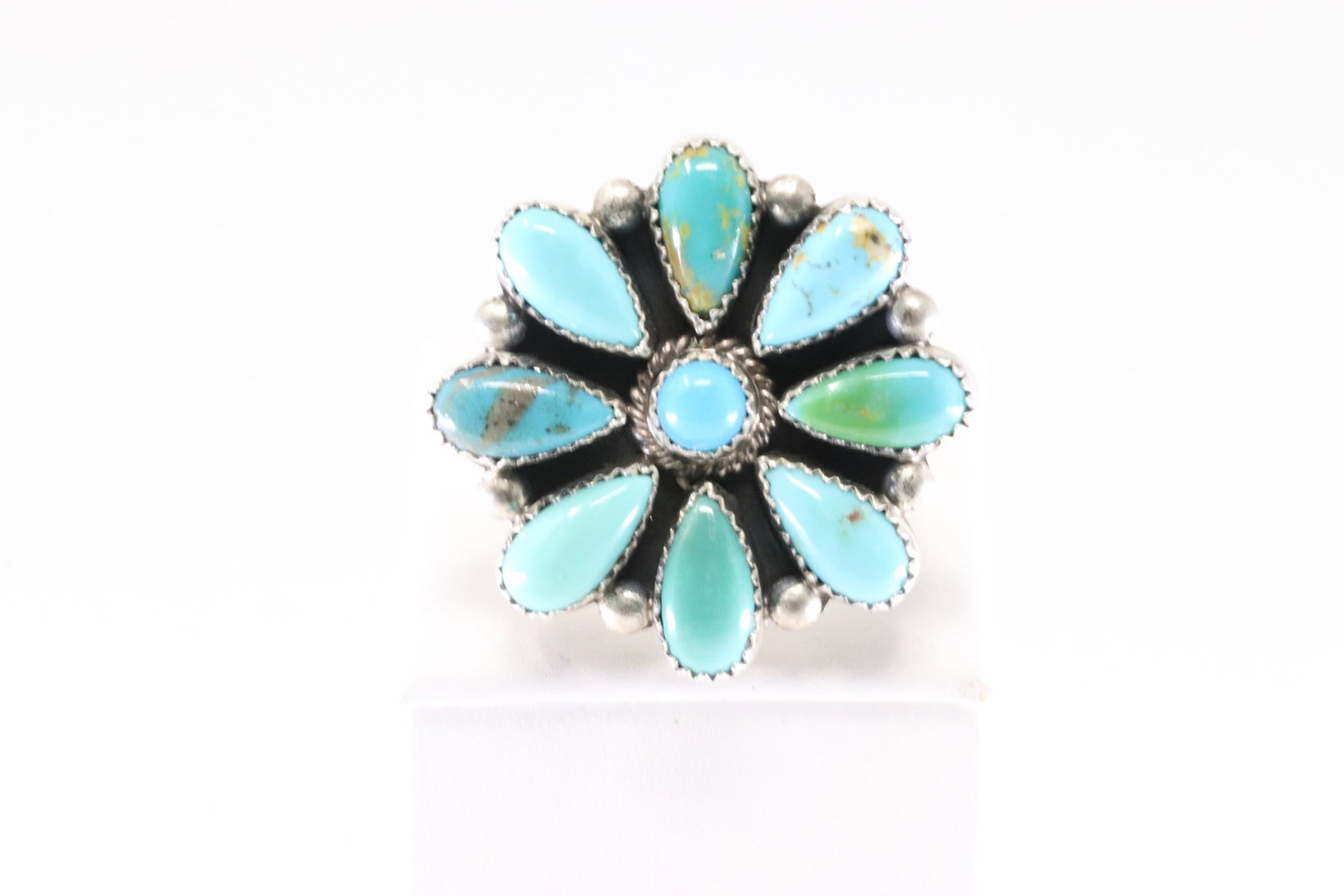 Native America Navajo Sterling Silver Kingman Turquoise Ring By T.Smith. (1 of 4)