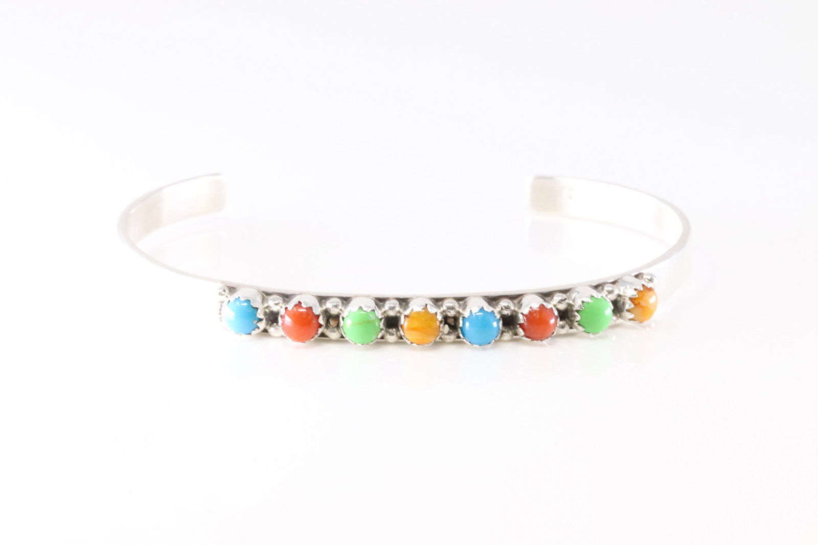 Native America Navajo Sterling Silver Multi-Color Stone Bracelet Cuff By GP-SRY. (1 of 4)