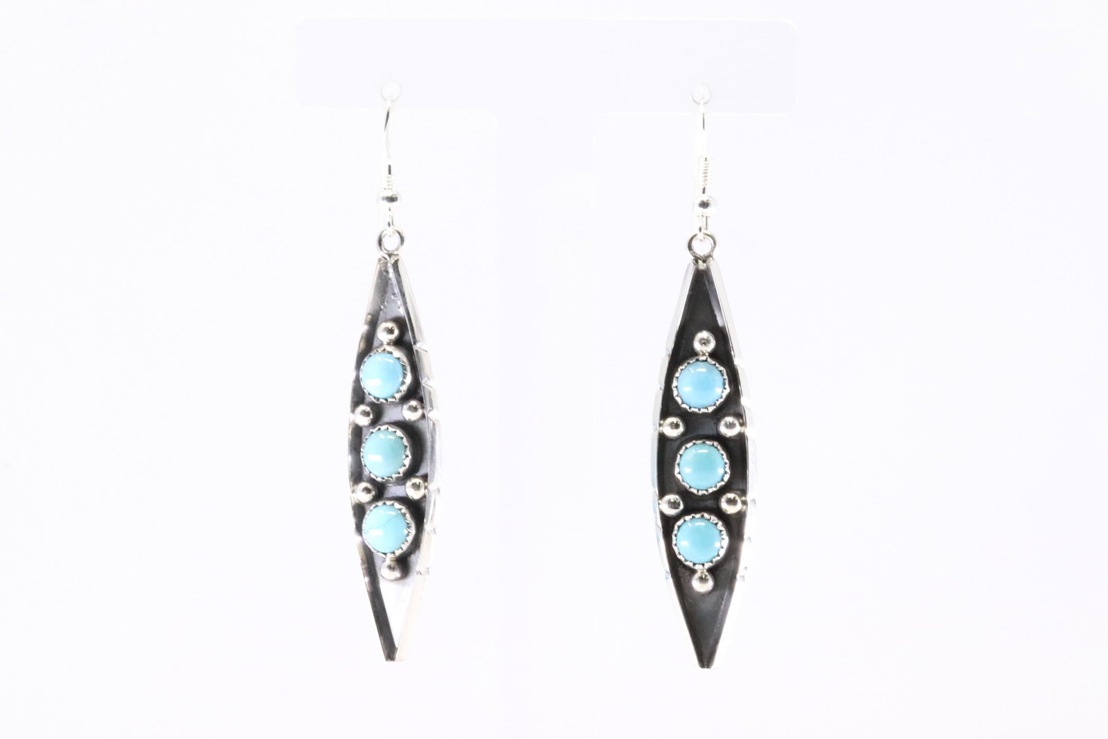 Native America Navajo Sterling Silver Kingman Turquoise Dangling Earring's By Reed Charley. (1 of 4)