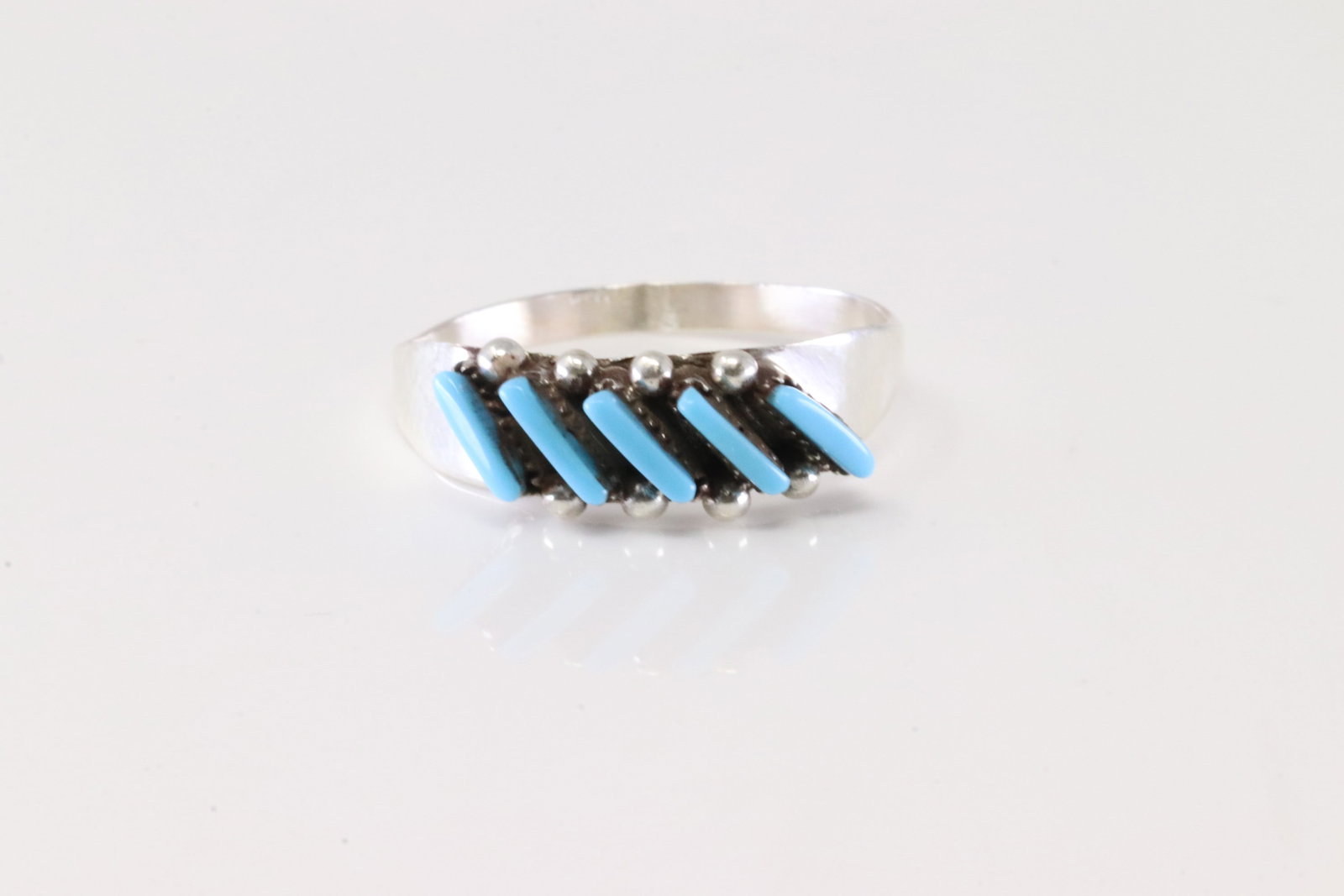 Native America Navajo Sterling Silver Turquoise Ring By C.L. (1 of 3)