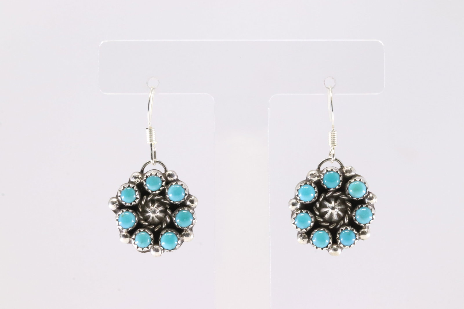 Native America Navajo Sterling Silver Kingman Turquoise Dangling Earring's By F.B. (1 of 4)