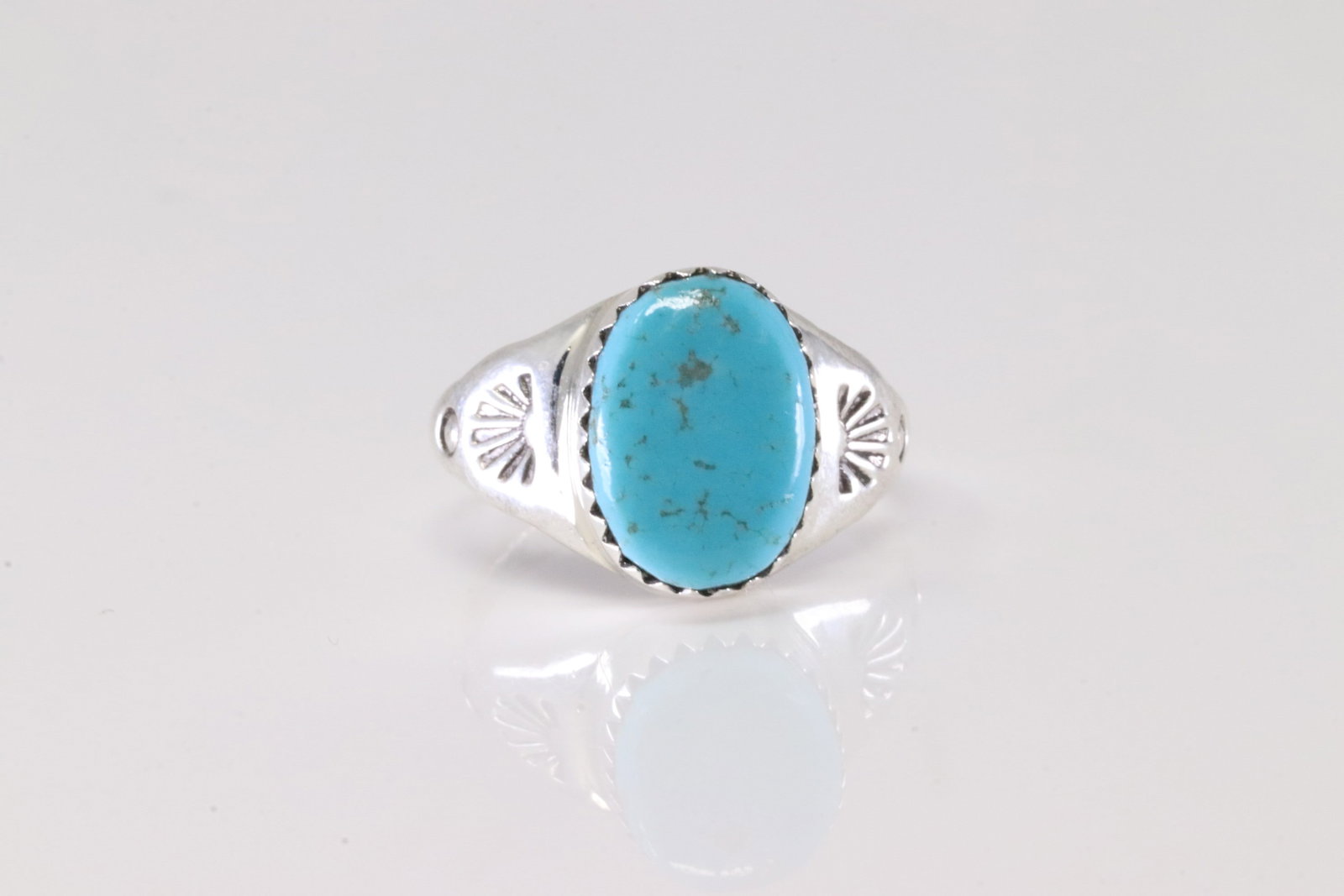 Native America Navajo Sterling Silver Turquoise Ring By M.L. (1 of 4)