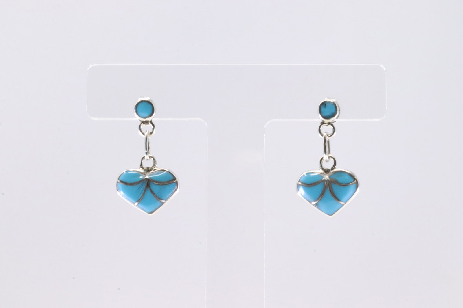 America Sterling Silver Turquoise Heart Post / Dangling Earring's.: This is a America Sterling Silver Turquoise Heart Post / Dangling Earring's.