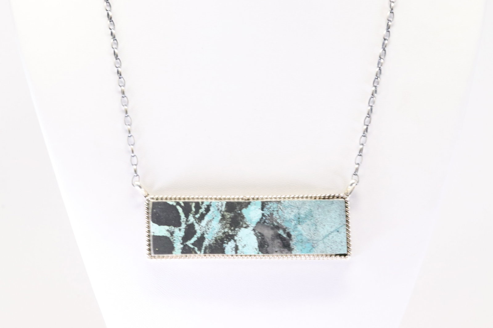 Native American Navajo Sterling Silver Number 8 Turquoise Necklace By Brandon Etcitty. (1 of 4)