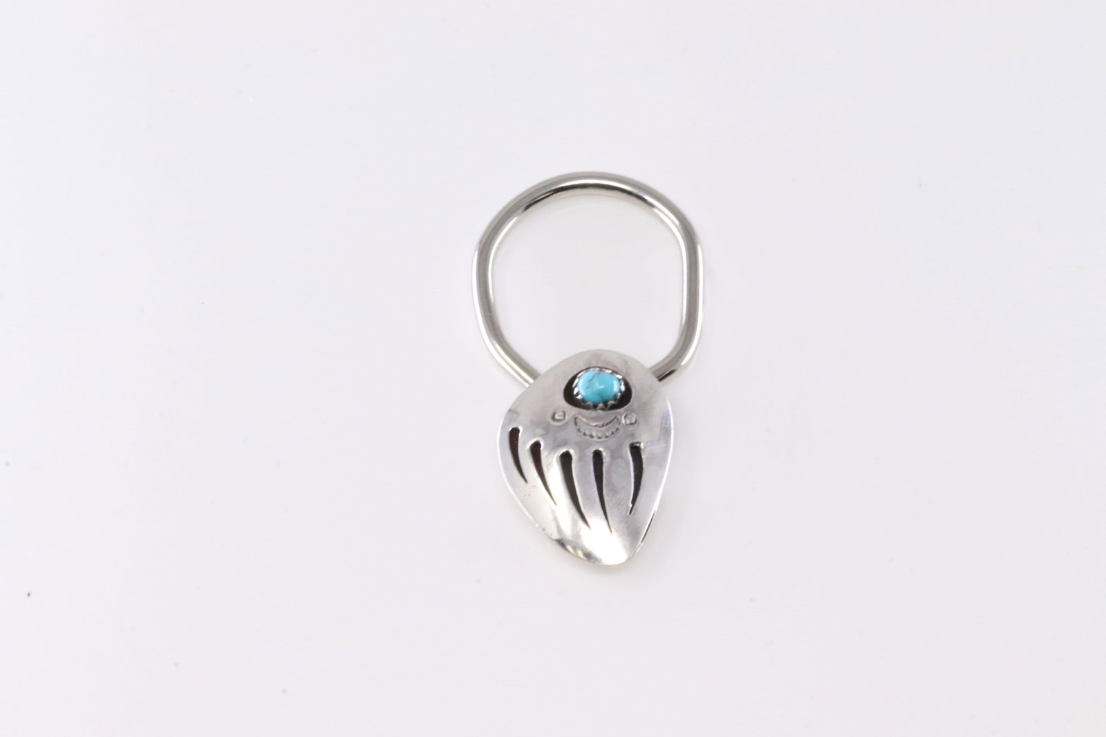 Native America Navajo Sterling Silver Bear Paw Turquoise Key Chain By B. (1 of 3)