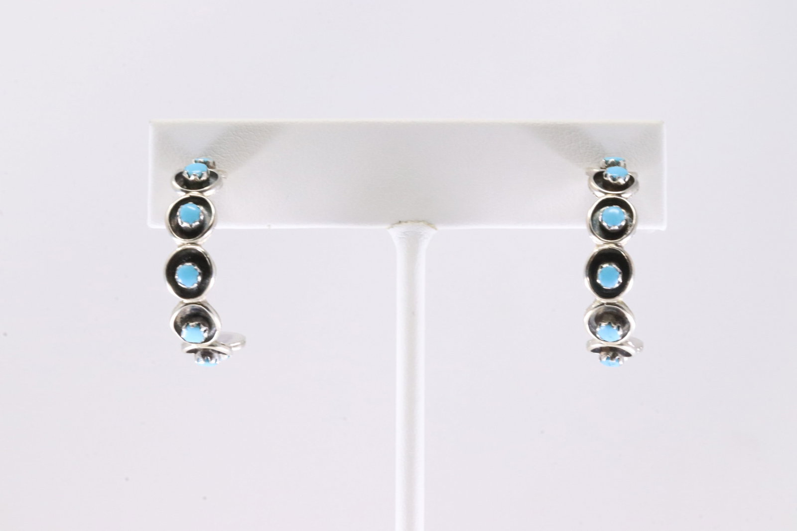 Native America Sterling Silver Turquoise Hoop Earring's.: This is a Native America Sterling Silver Turquoise Hoop Earring's.