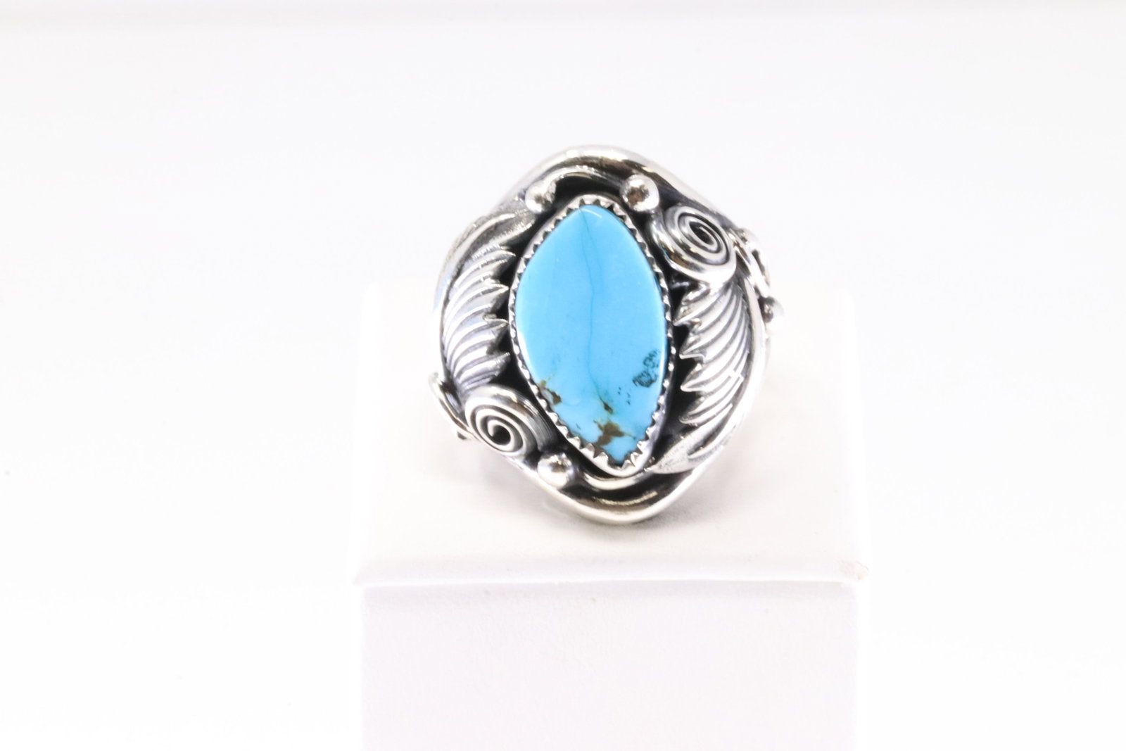 Native America Navajo Sterling Silver Turquoise Ring By D.M.: This is a Native America Navajo Sterling Silver Turquoise Ring By D.M. Ring size: 11.50.