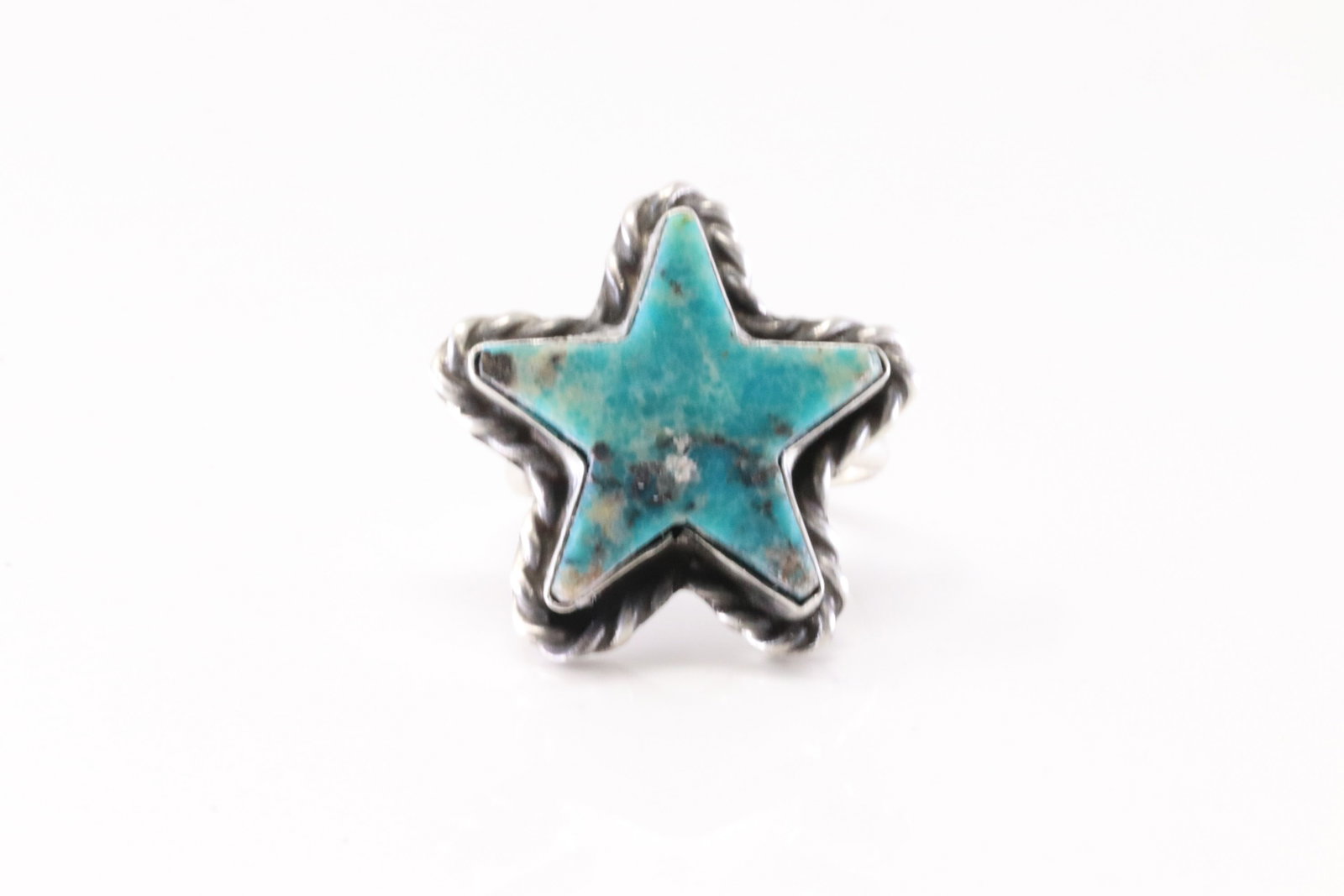 Native America Navajo Sterling Silver Turquoise Star Ring By L.C. (1 of 4)