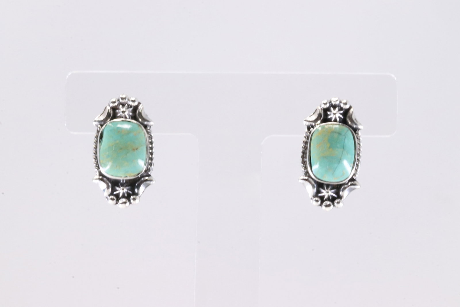 Native America Navajo Sterling Silver Turquoise Post Earring's By Sharon McCarthy. (1 of 3)