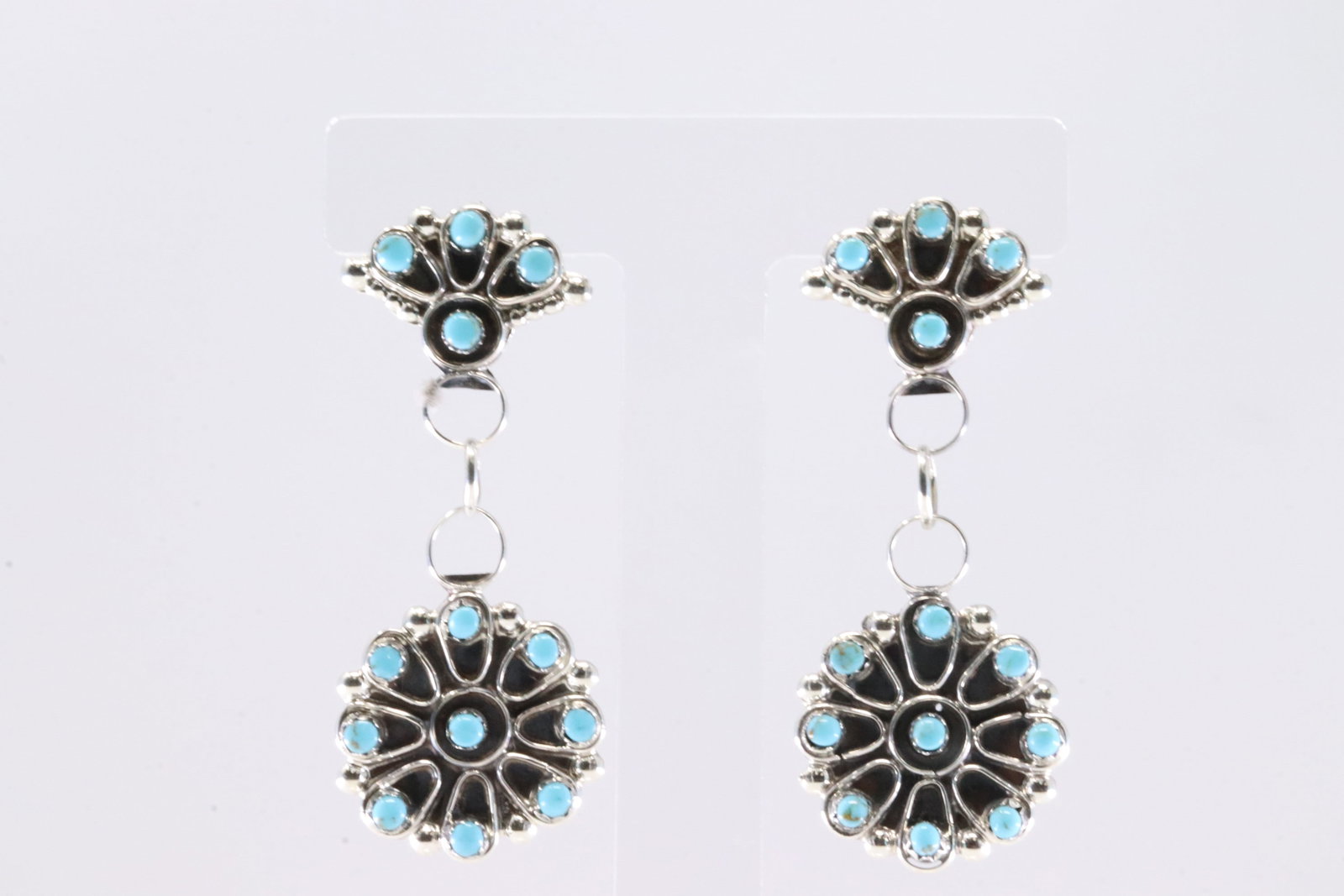 America Sterling Silver Turquoise Post / Dangling Earring's. (1 of 4)