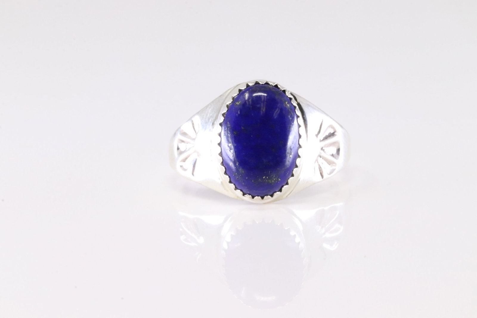 Native America Navajo Sterling Silver Lapis Stone Ring By M.L. (1 of 4)