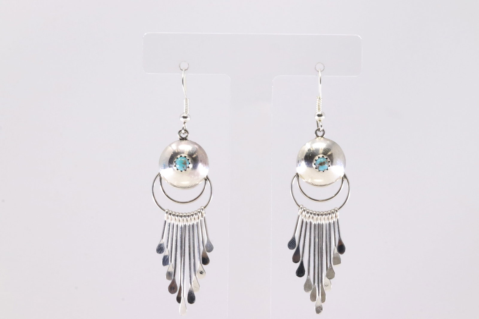Native America Navajo Sterling Silver Kingman Turquoise Dangling Earring's By Delmar Armstron.: This is a Native America Navajo Sterling Silver Kingman Turquoise Dangling Earring's By Delmar Armstron.