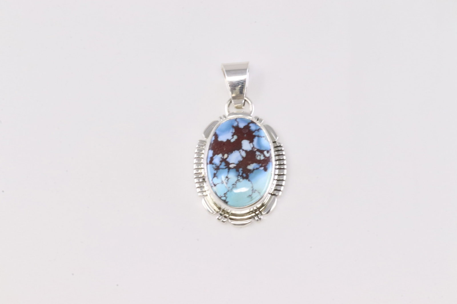 Native America Navajo Sterling Silver Golden Hill Turquoise Pendant By N.J. (1 of 3)