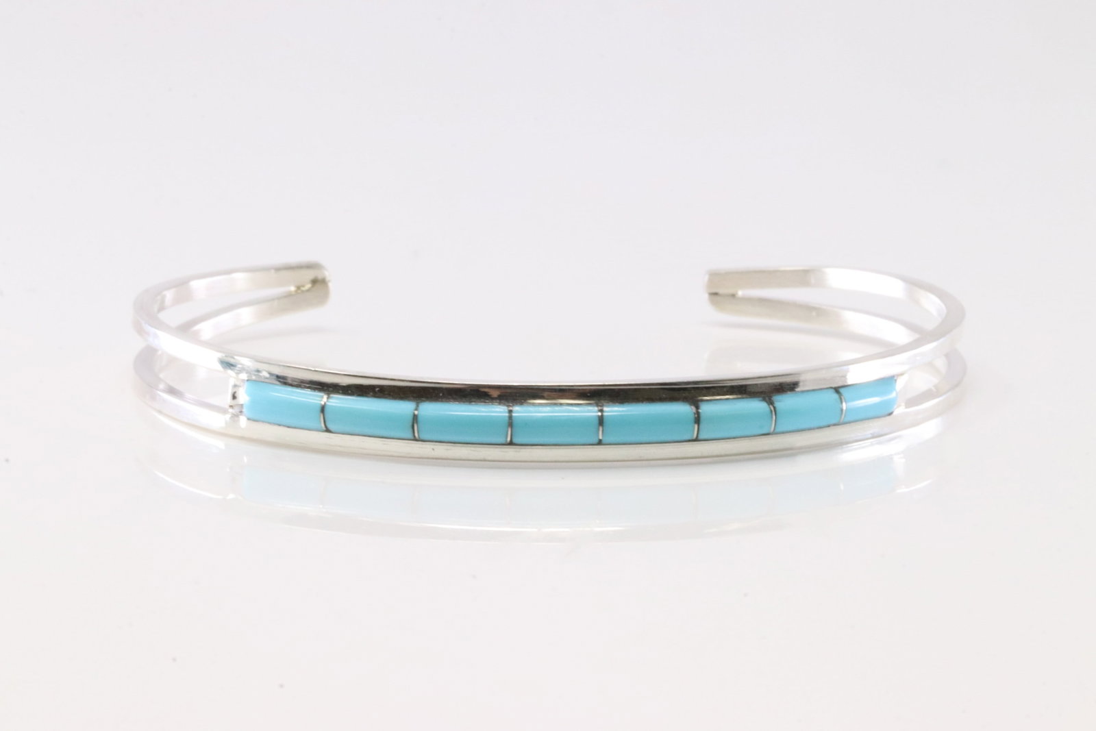 Native America Zuni Sterling Silver Turquoise Bracelet Cuff By A.L.W.: This is a Native America Zuni Sterling Silver Turquoise Bracelet Cuff By A.L.W.