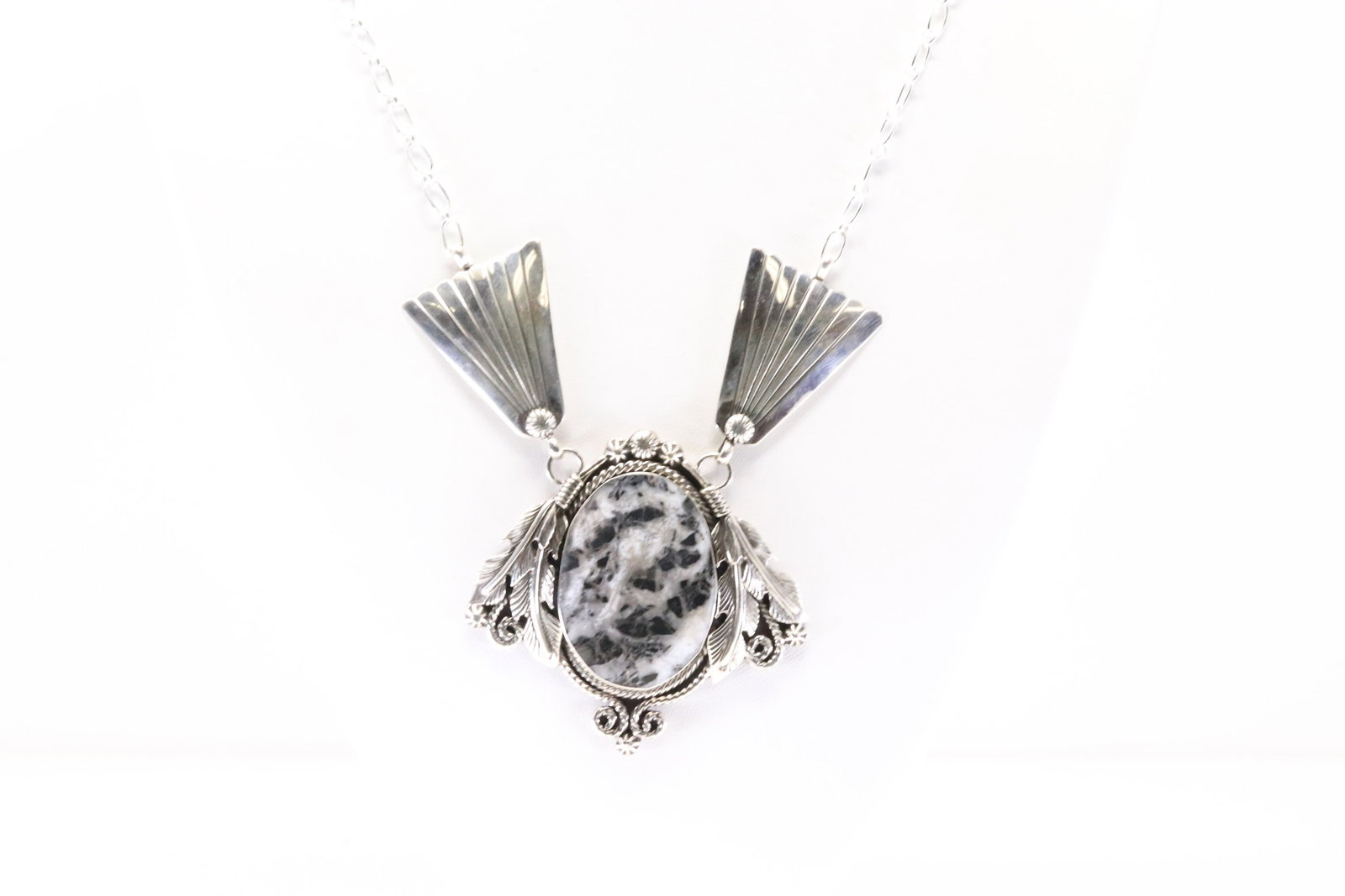 Native American Navajo Sterling Silver White Buffalo Necklace By Jennifer Cayaditto. (1 of 4)