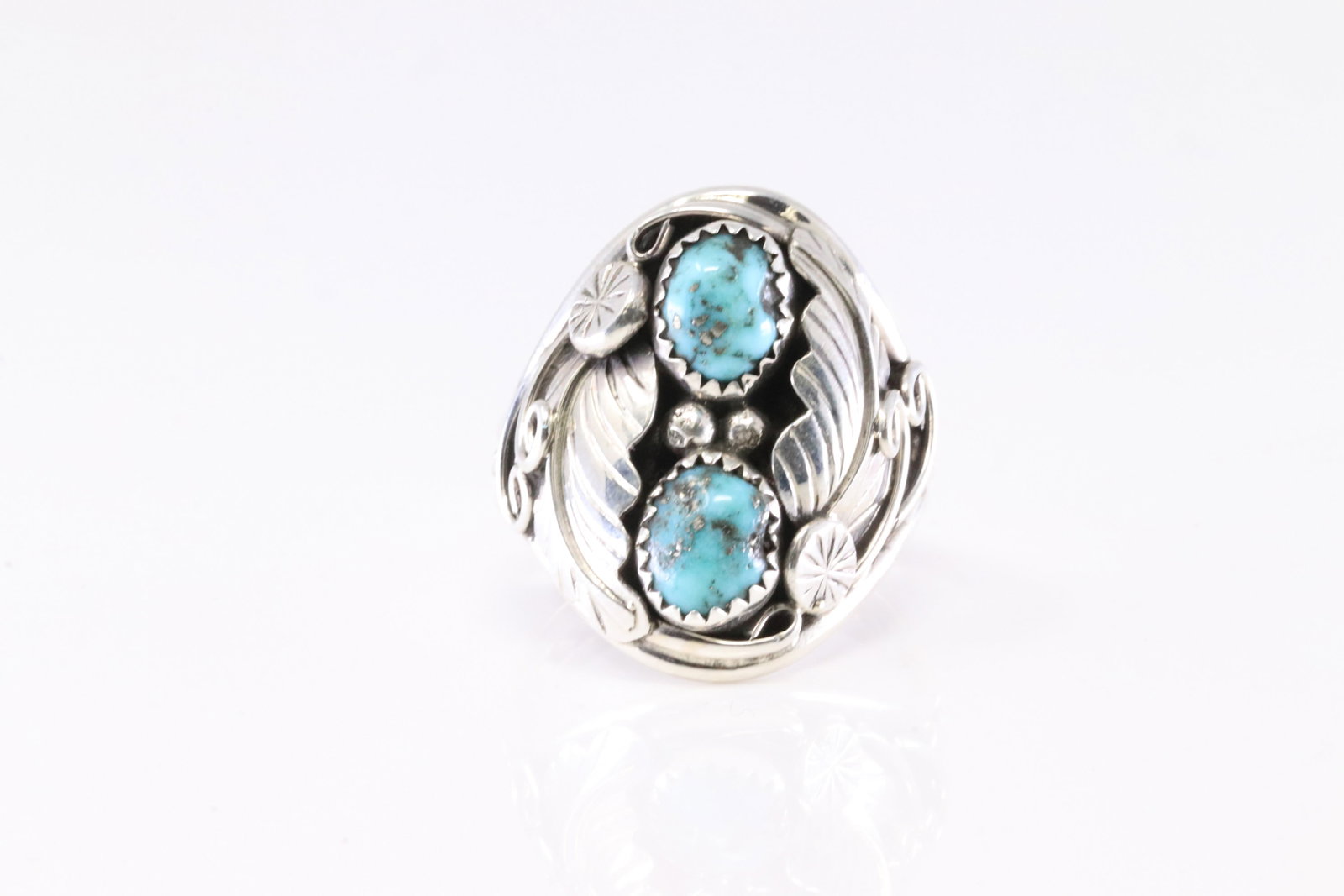 Native America Navajo Sterling Silver Turquoise Ring By B. (1 of 4)