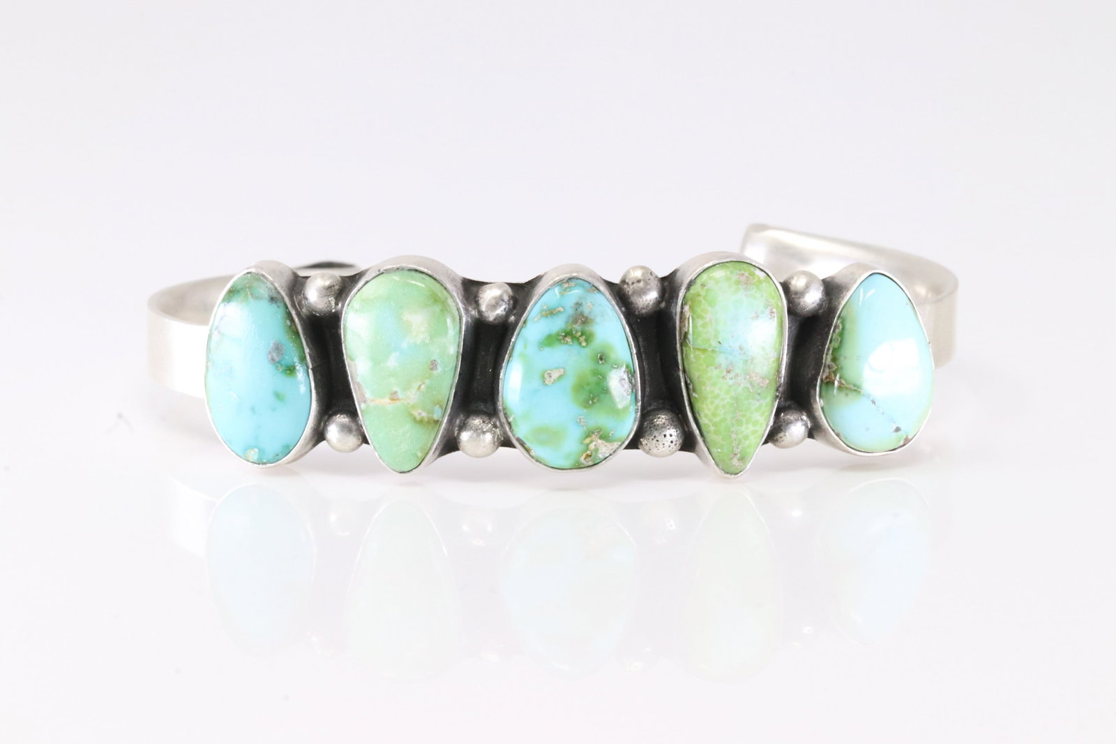 Native American Navajo Sterling Silver Sonora Gold Turquoise Bracelet Cuff By Darrell Morgan.: This is a Native American Navajo Sterling Silver Sonora Gold Turquoise Bracelet Cuff By Darrell Morgan. Stamp DM.