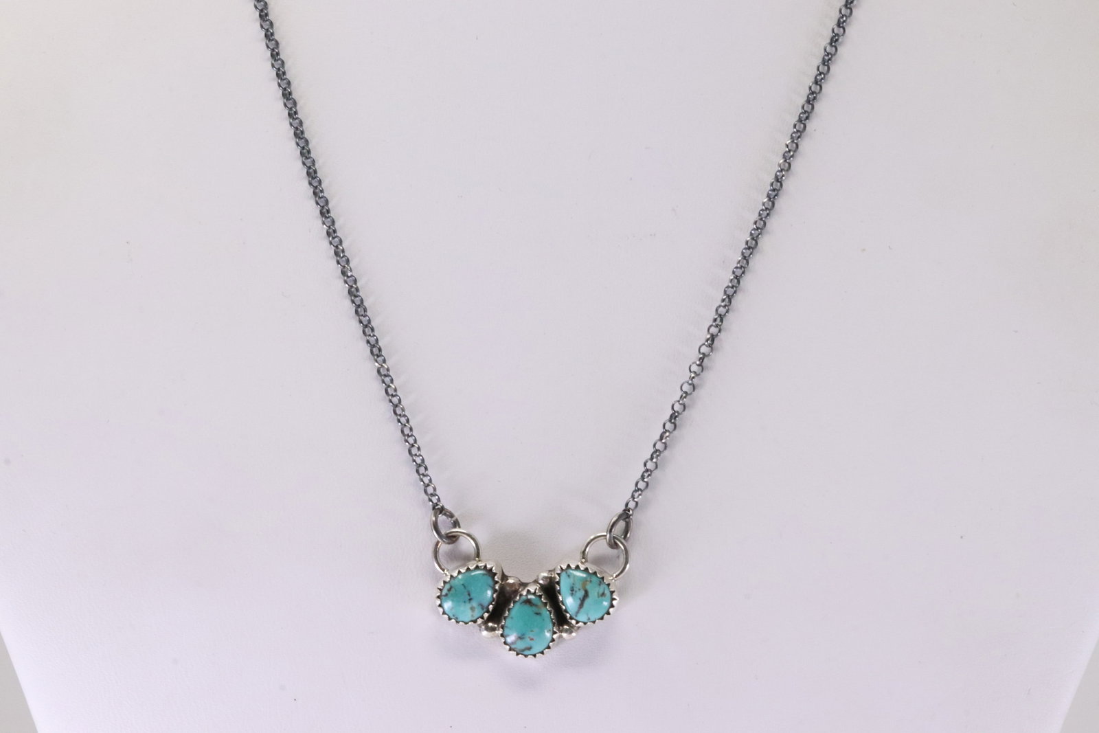 Native America Navajo Sterling Silver Turquoise Necklace By B. (1 of 4)