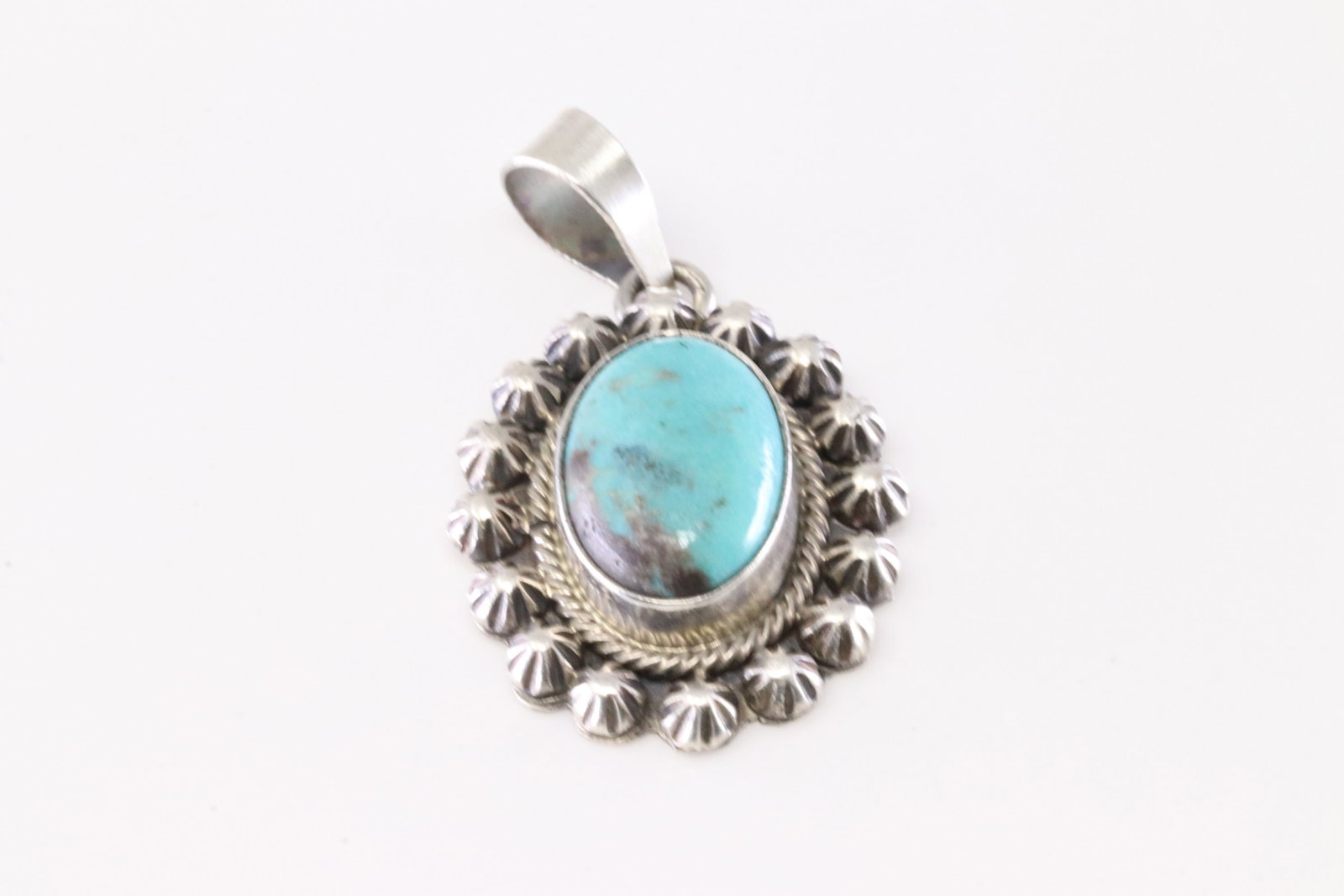 Native America Navajo Sterling Silver Turquoise Pendant By Scott Skeets. (1 of 3)