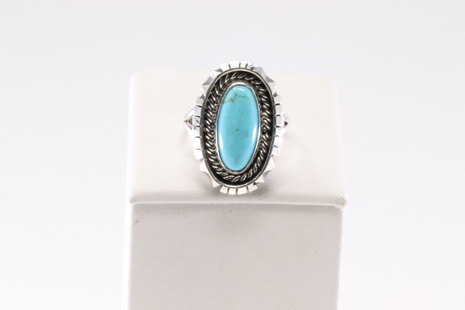 Native America Navajo Sterling Silver Turquoise Ring By Amos Begay. (1 of 4)