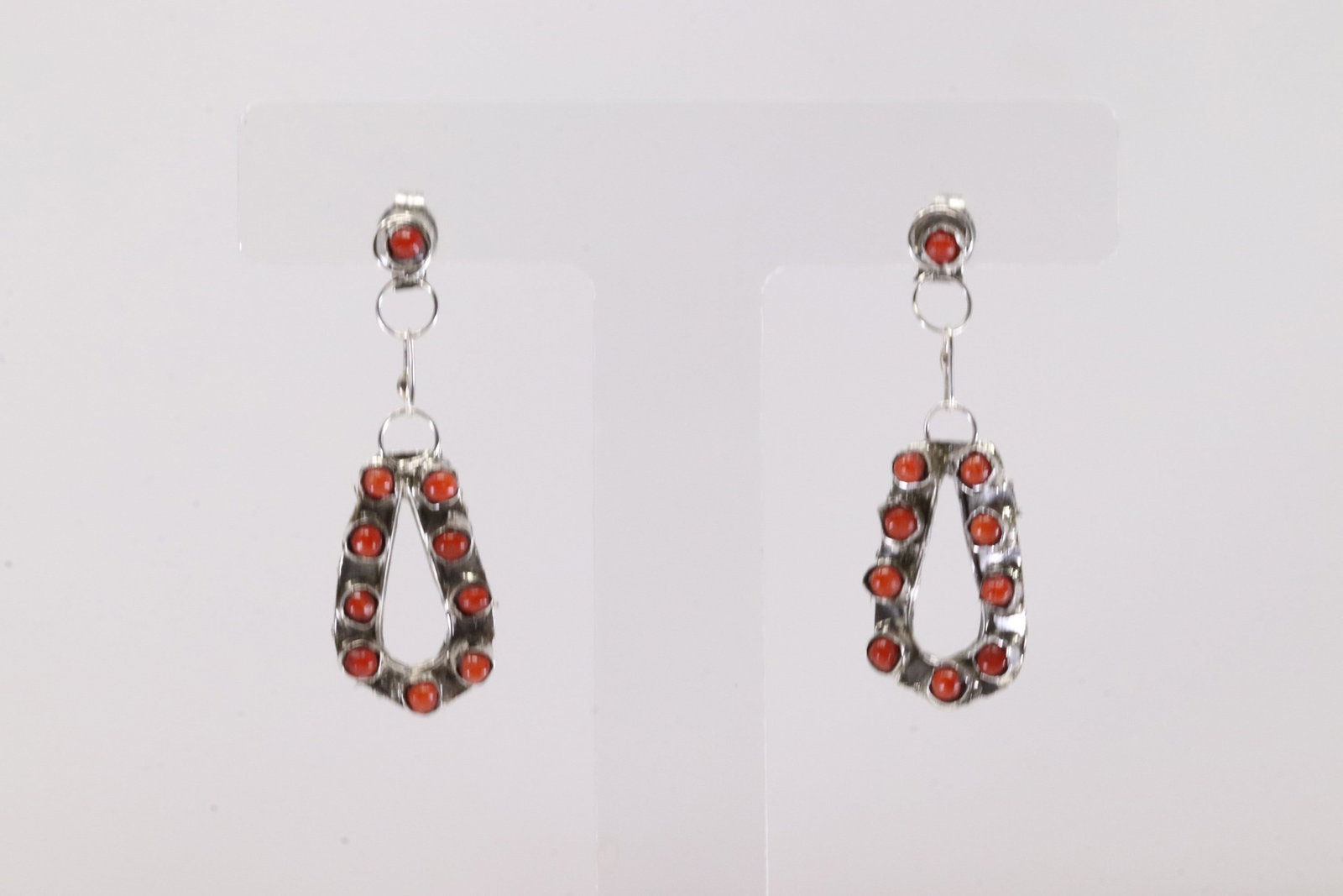 America Sterling Silver Coral Post Dangling Earring's. (1 of 4)