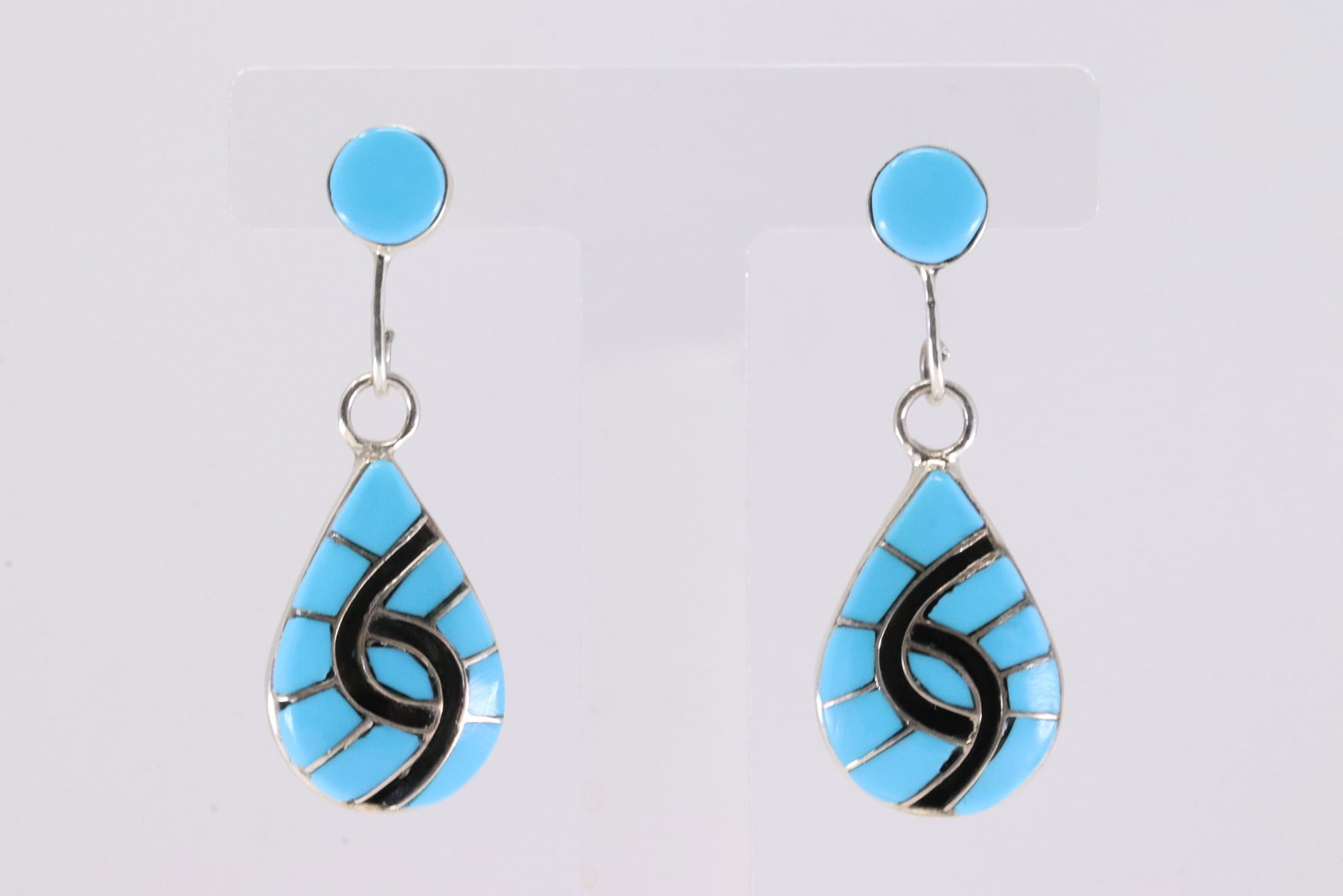 Native America Navajo Sterling Silver Turquoise Post Dangling Earring's By Amy. (1 of 4)