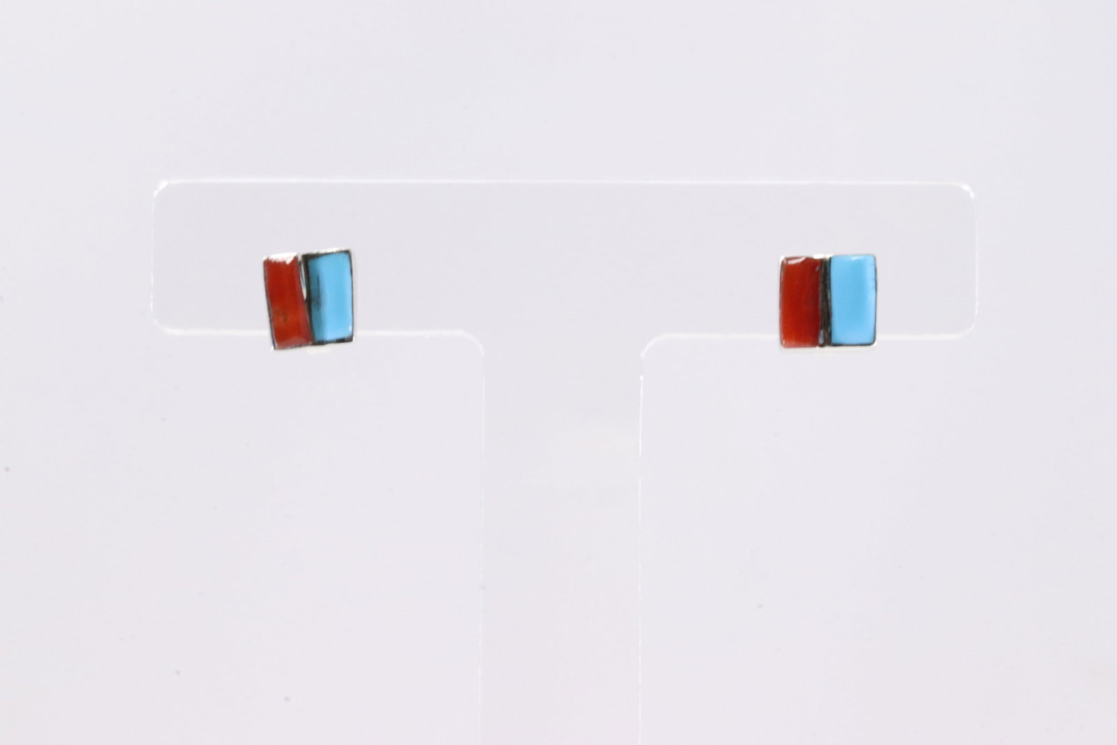 America Sterling Silver Coral & Turquoise Post Earring's. (1 of 3)
