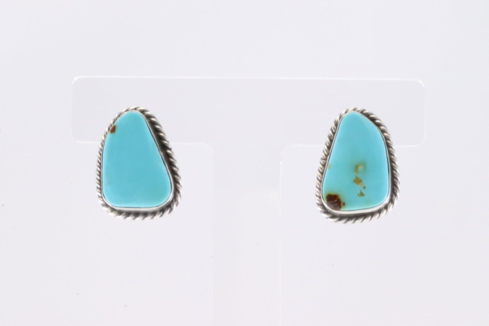 Native America Navajo Sterling Silver Kingman Turquoise Post earring's By Chassity Belone. (1 of 3)