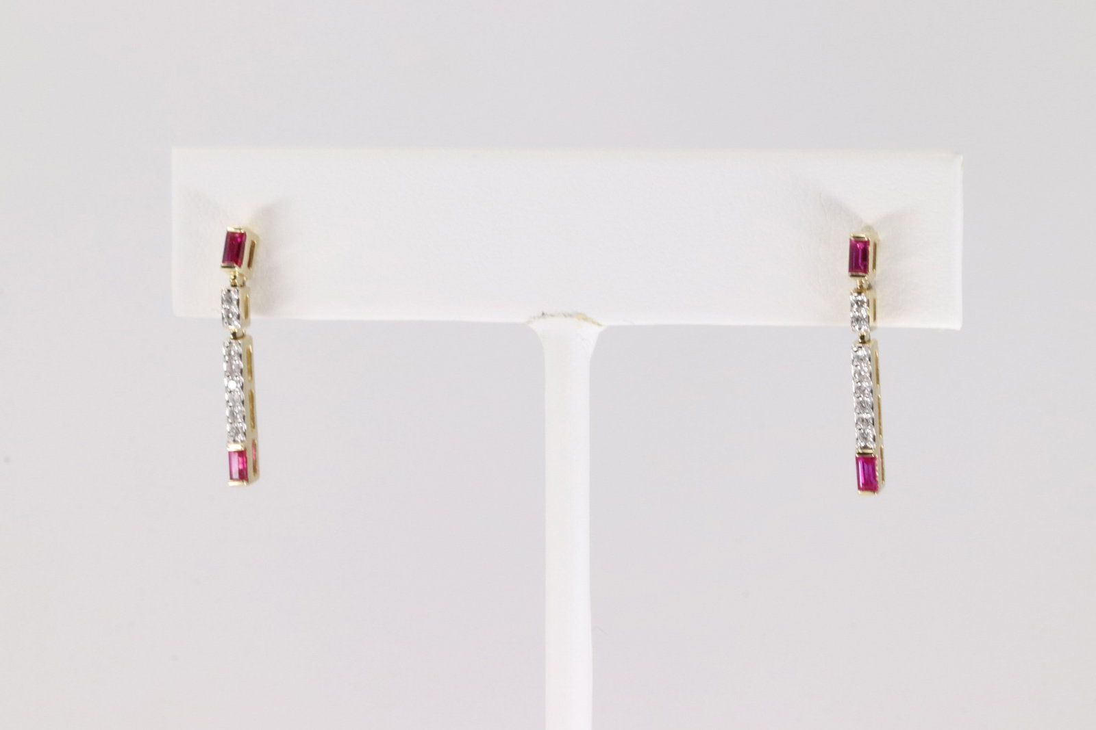 Ruby & Diamond Stud / Dangling Earring 14Kt. - 3