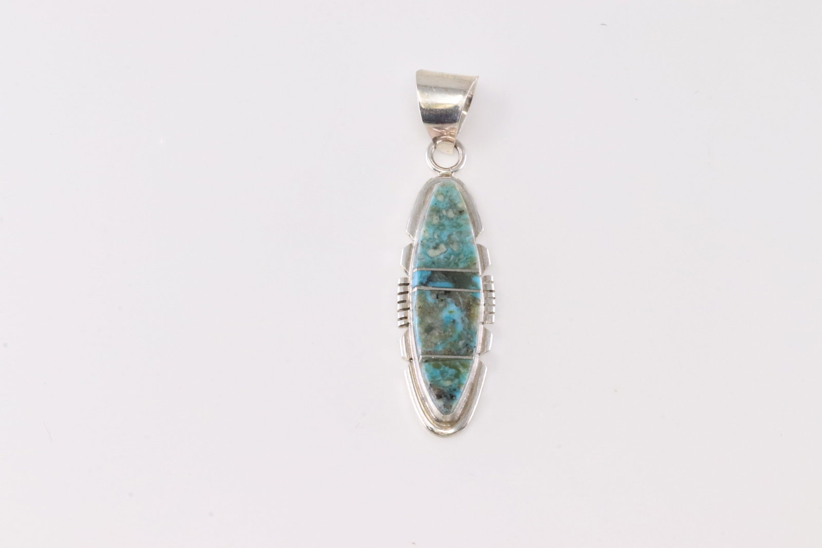 Native America Navajo Sterling Silver Number 8 Turquoise Inlay Pendant By Brandon Etcitty.: This is a Native America Navajo Sterling Silver Number 8 Turquoise Inlay Pendant By Brandon Etcitty.