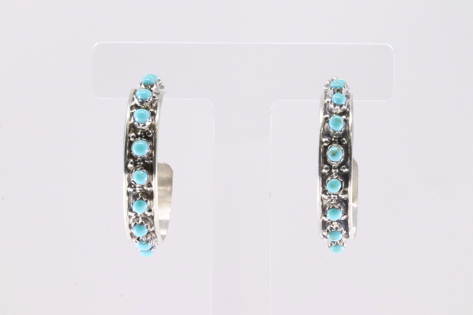 America Sterling Silver Turquoise Post Hoop Earring's. (1 of 4)