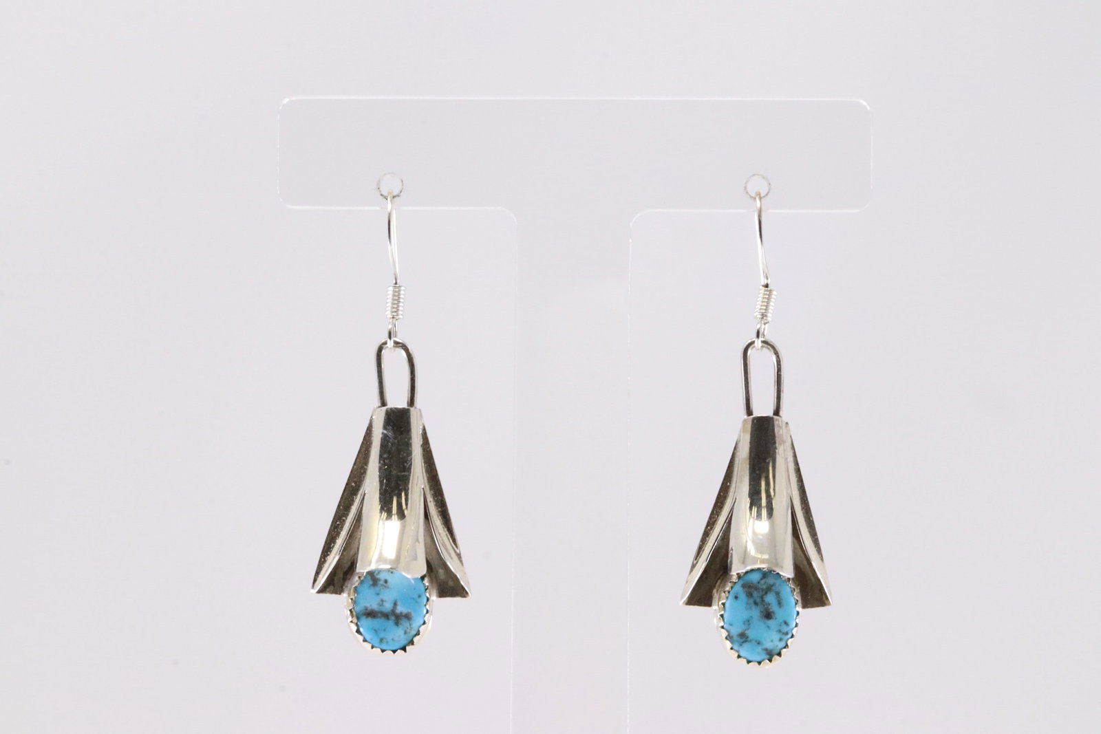 Native America Navajo Sterling Silver Turquoise Dangling Earring's By Louise Yazzie. (1 of 4)