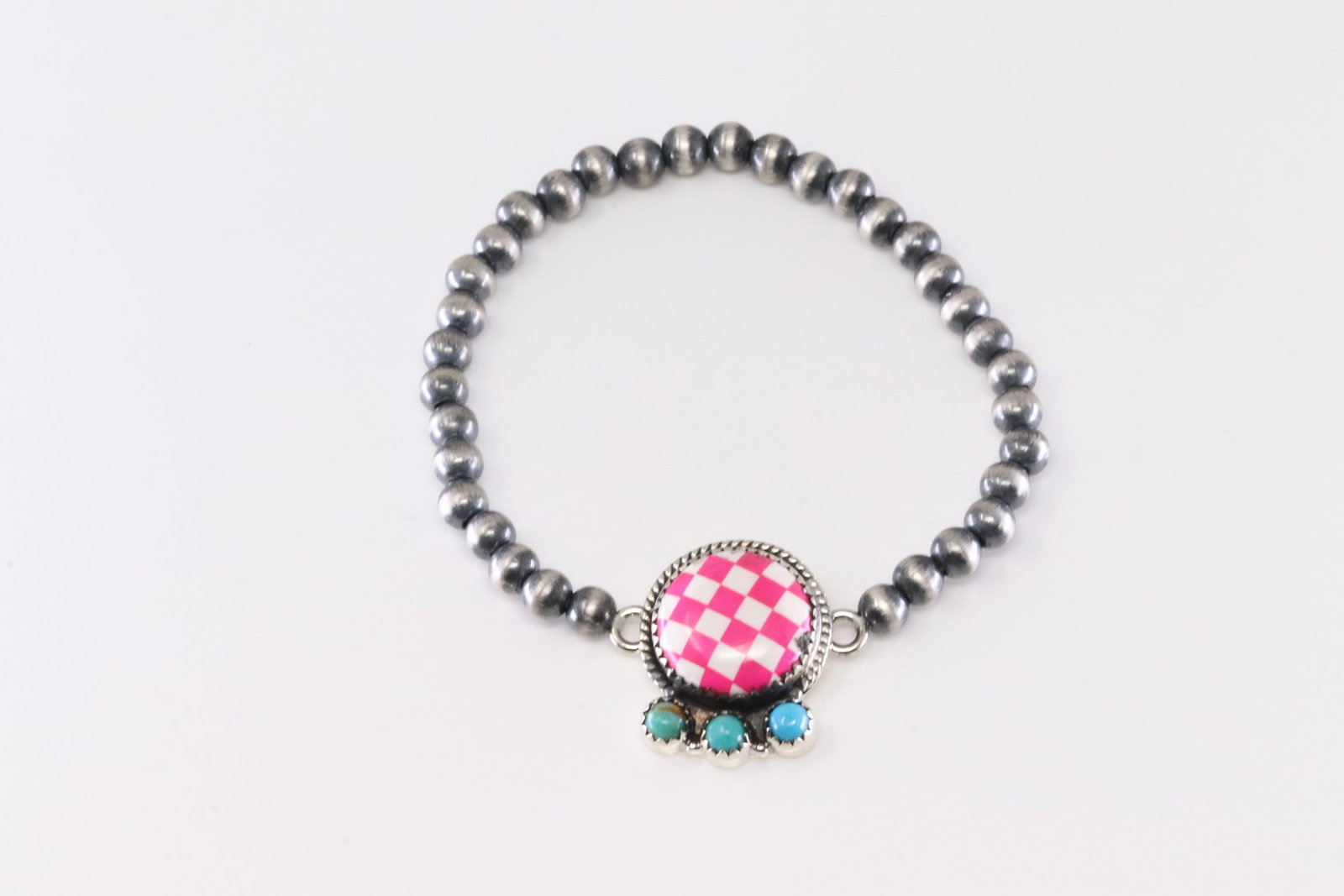 Non Native America Sterling Silver Multi-Color Stone Stretch Bracelet.: This is a Non Native America Sterling Silver Multi-Color Stone Stretch Bracelet.