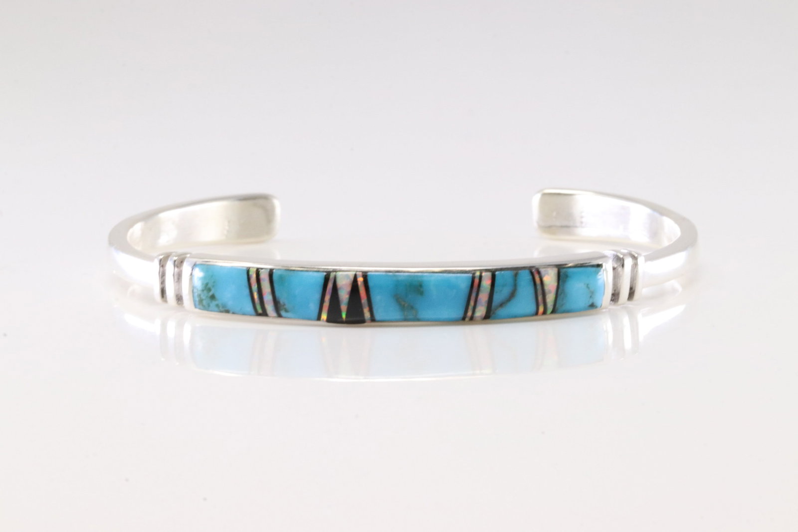 Native America Navajo Stearling Silver Multi-Color Stone Inlay Bracelet Cuff By W.S. (1 of 4)