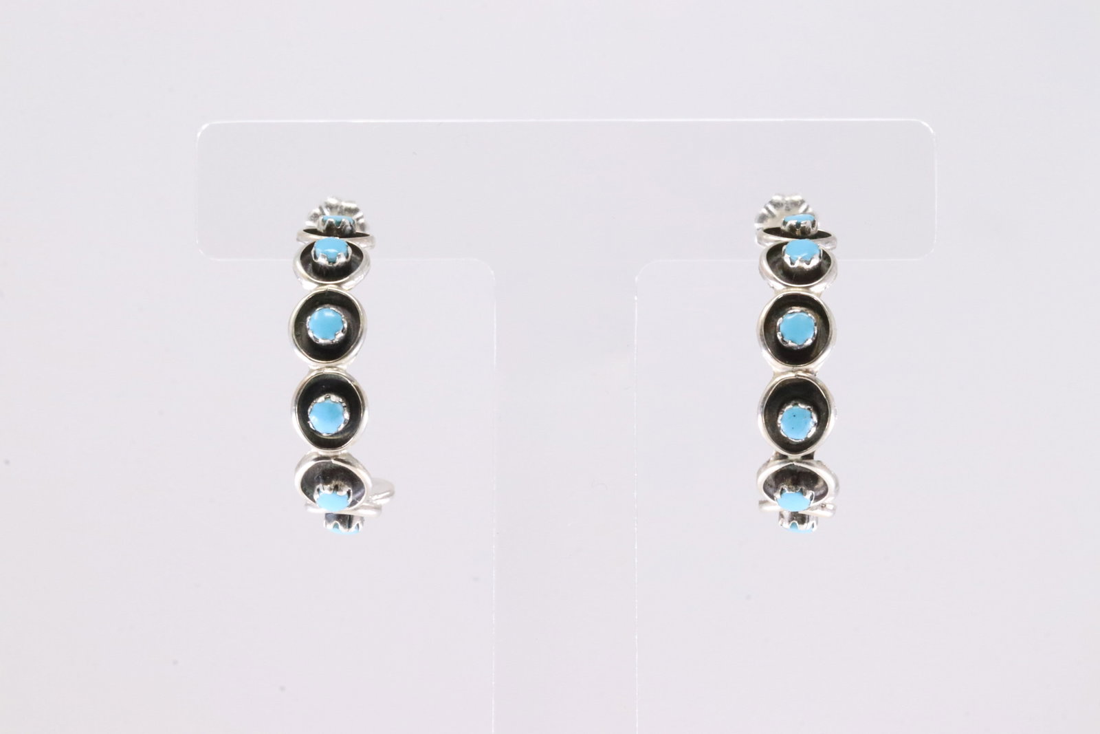 America Sterling Silver Turquoise Hoop Earring's.: This is a America Sterling Silver Turquoise Hoop Earring's.