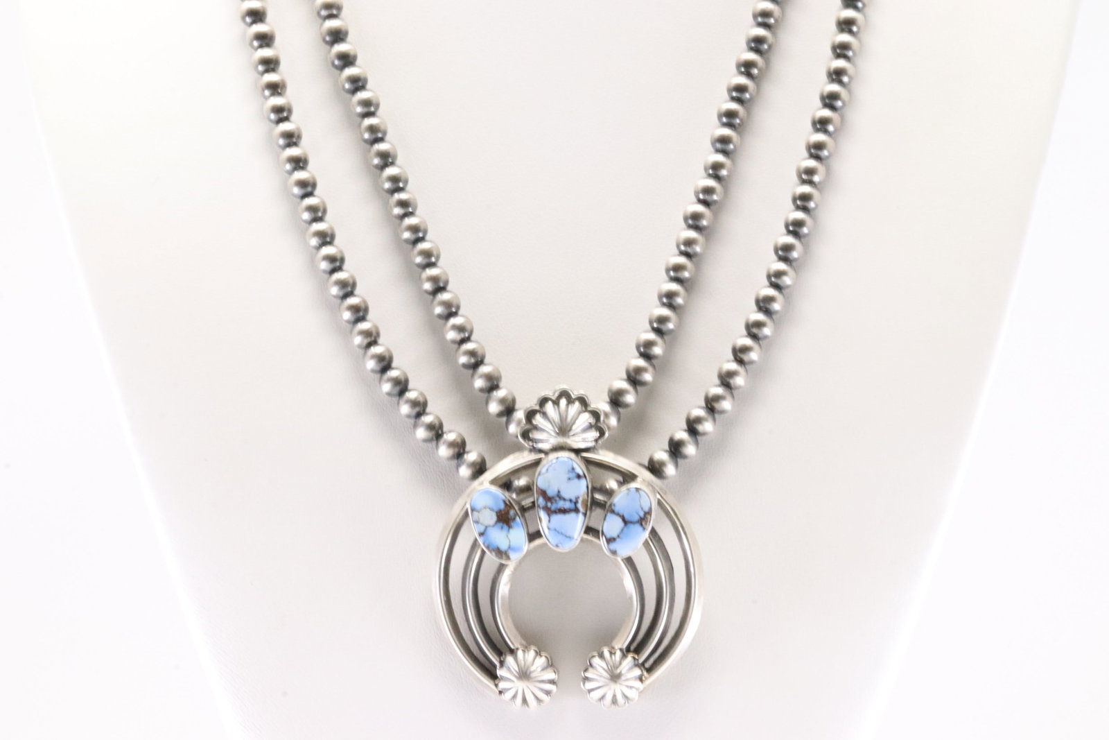 America Sterling Silver Double Strand Golden Hill Turquoise Naja Necklace.: This is a America Sterling Silver Double Strand Golden Hill Turquoise Naja Necklace. Necklace length: 18.00"