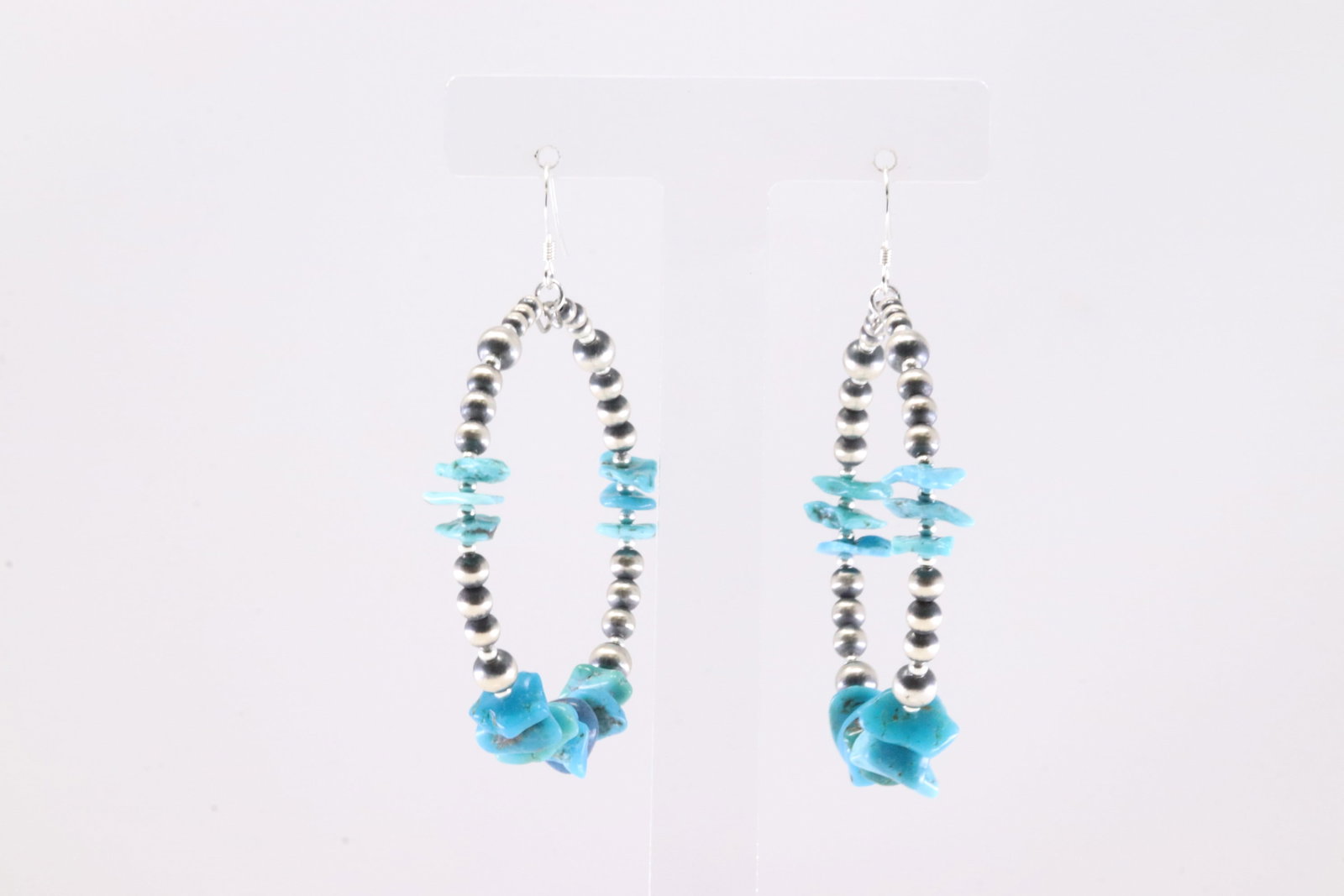 American Sterling Silver Pearl Beaded & Turquoise Dangling Earring's. (1 of 3)
