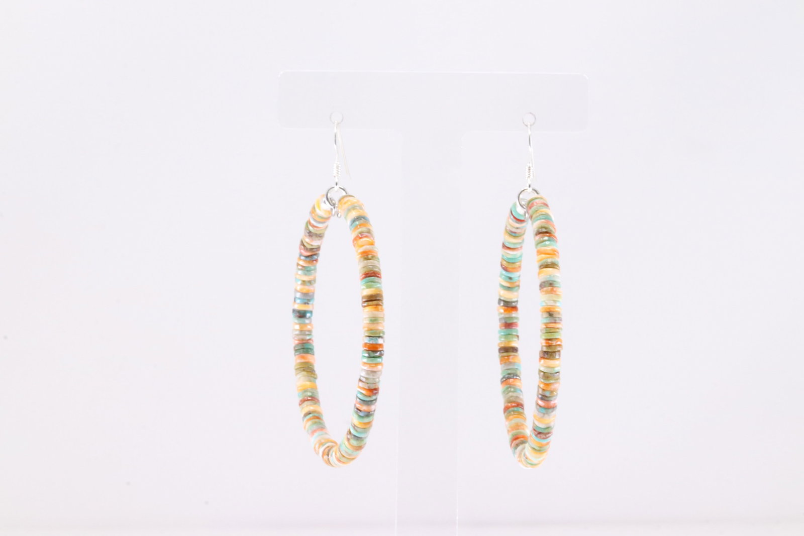 America Sterling Silver Multi-Color Stone Hoop Dangling Earring's.: This is a America Sterling Silver Multi-Color Stone Hoop Dangling Earring's.