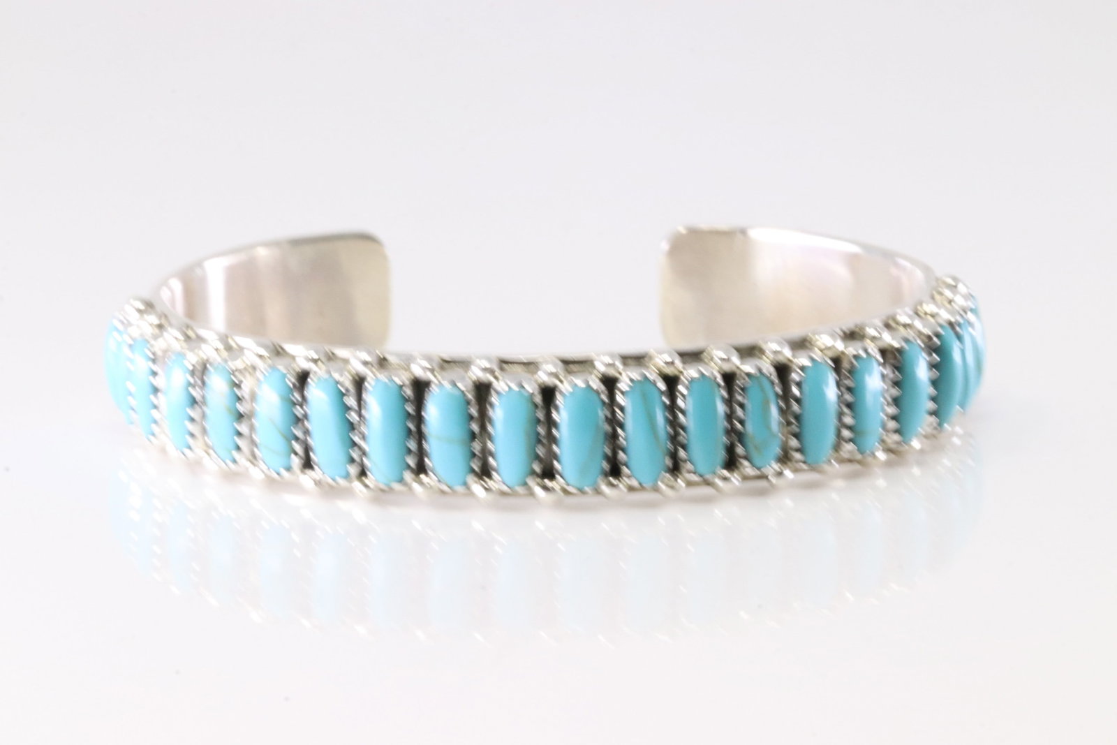 Native America Zuni Sterling Silver Turquoise Bracelet Cuff By Alicia Wilson. (1 of 4)